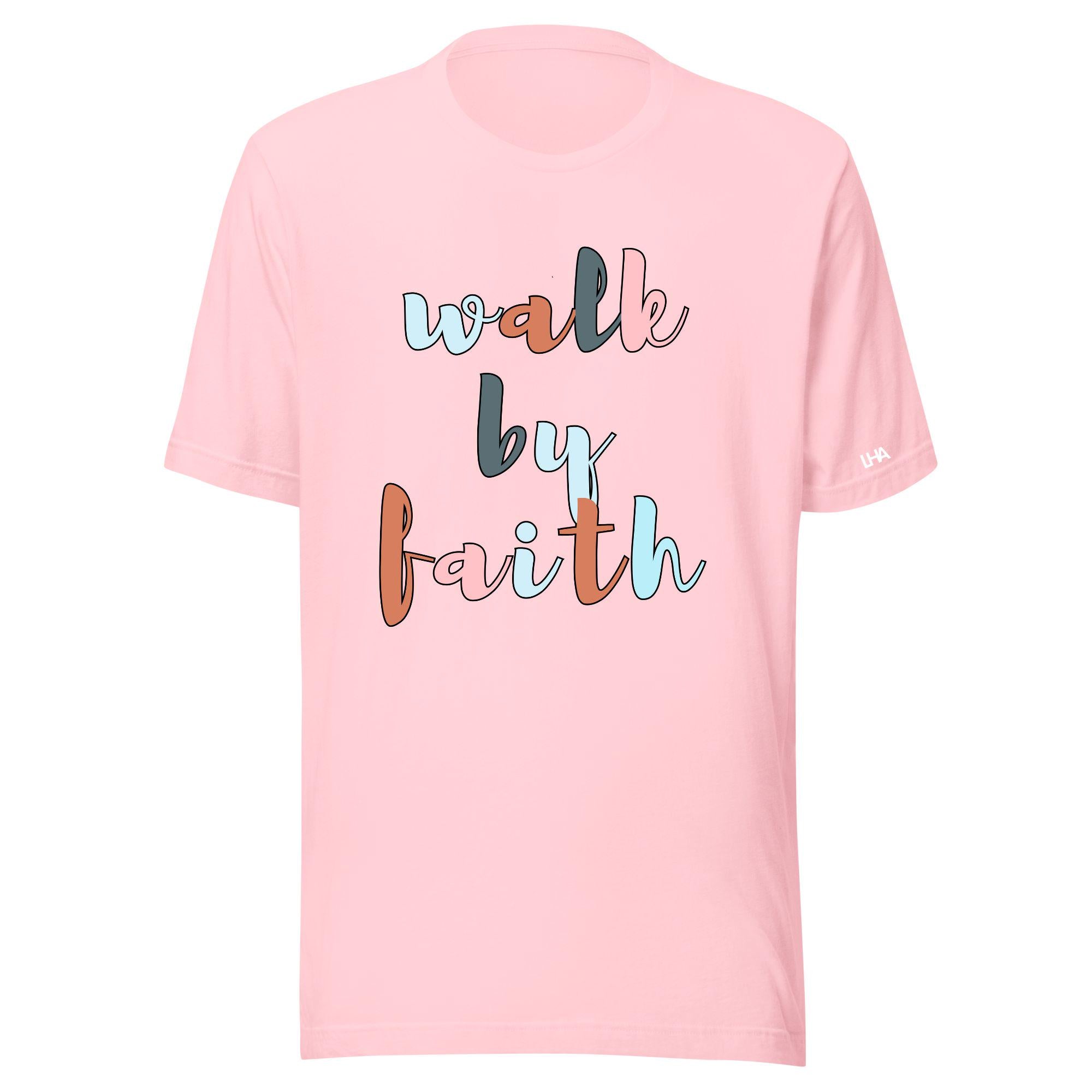 Walk By Faith - T-Shirt - Boho Color - Christian Shirt - Bible Verse T-Shirt Gift - Gift for Mom