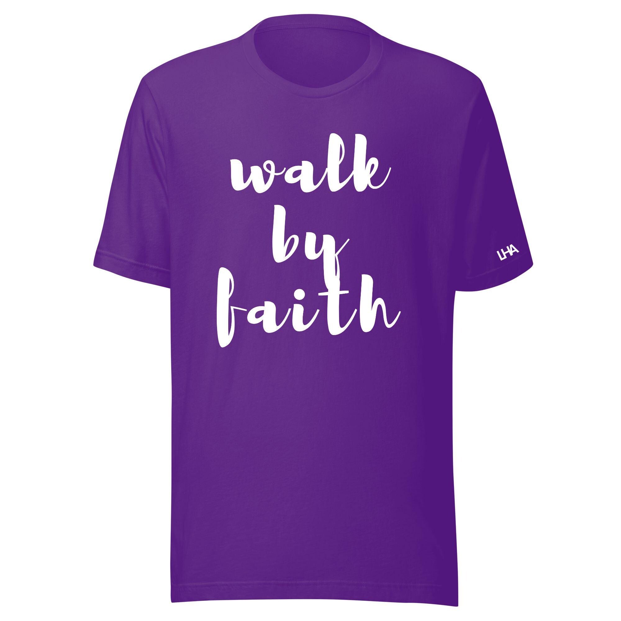 Walk By Faith - T-Shirt - Solid Color - Christian Shirt - Bible Verse T-Shirt Gift - Gift for Mom