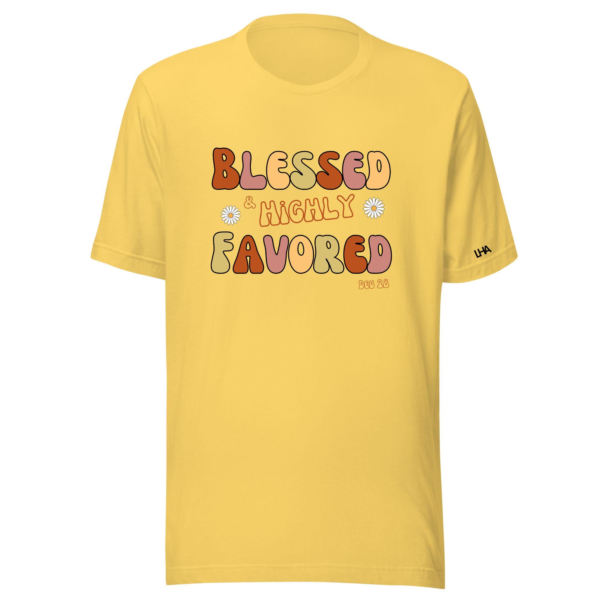 Blessed and Highly Favored T-Shirt - Boho Color - Christian Shirt - Bible Verse T-Shirt Gift - Unisex Gift - Gift for Him - Gift for Her