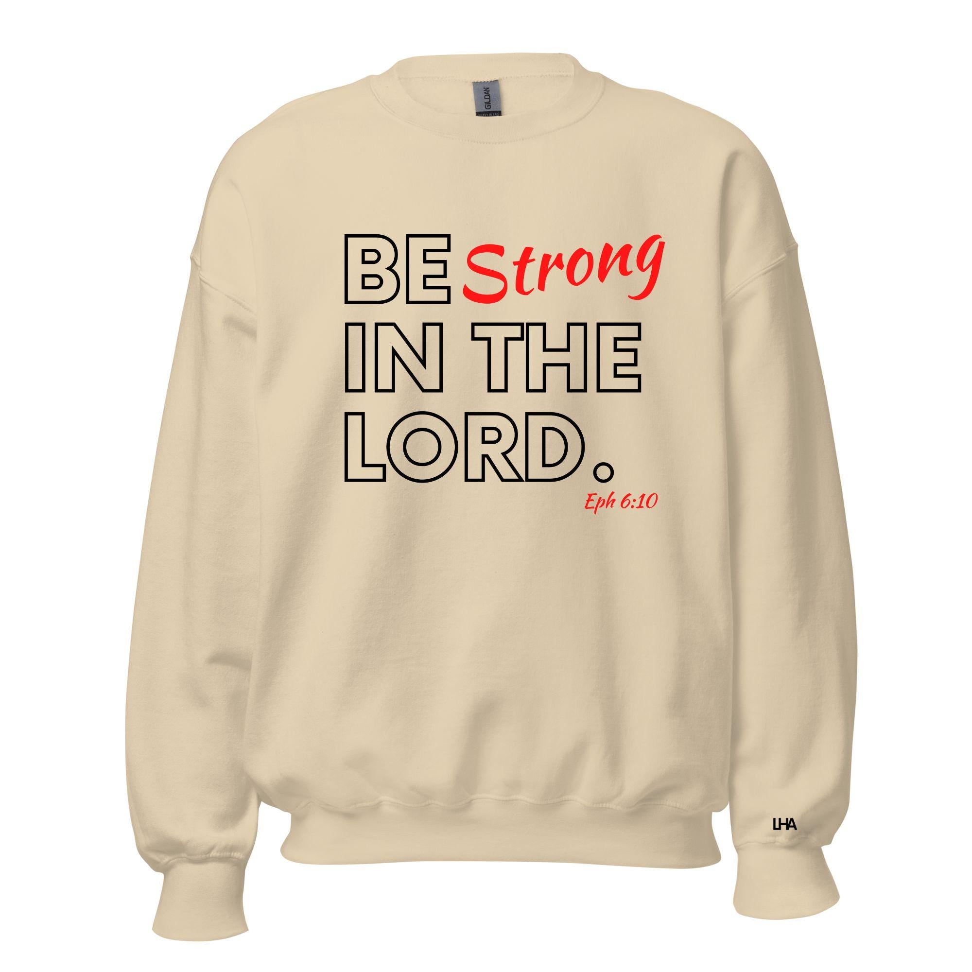 Be Strong in The Lord - Red and White Style, Christian Sweatshirt Bible Verse Shirt, Gift for Mom, Gift for Dad, Gift for Her, Gift for Him