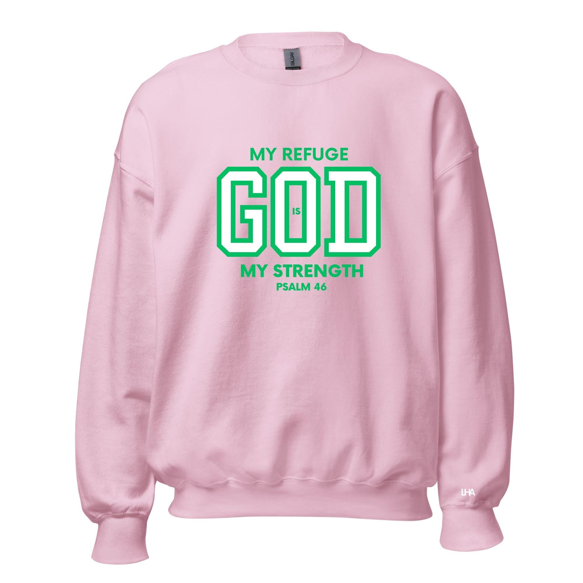 God is My Refuge - Christian Sweatshirt Bible Verse Shirt, Gift for Mom, Gift for Dad, Gift for Her, Gift for Him