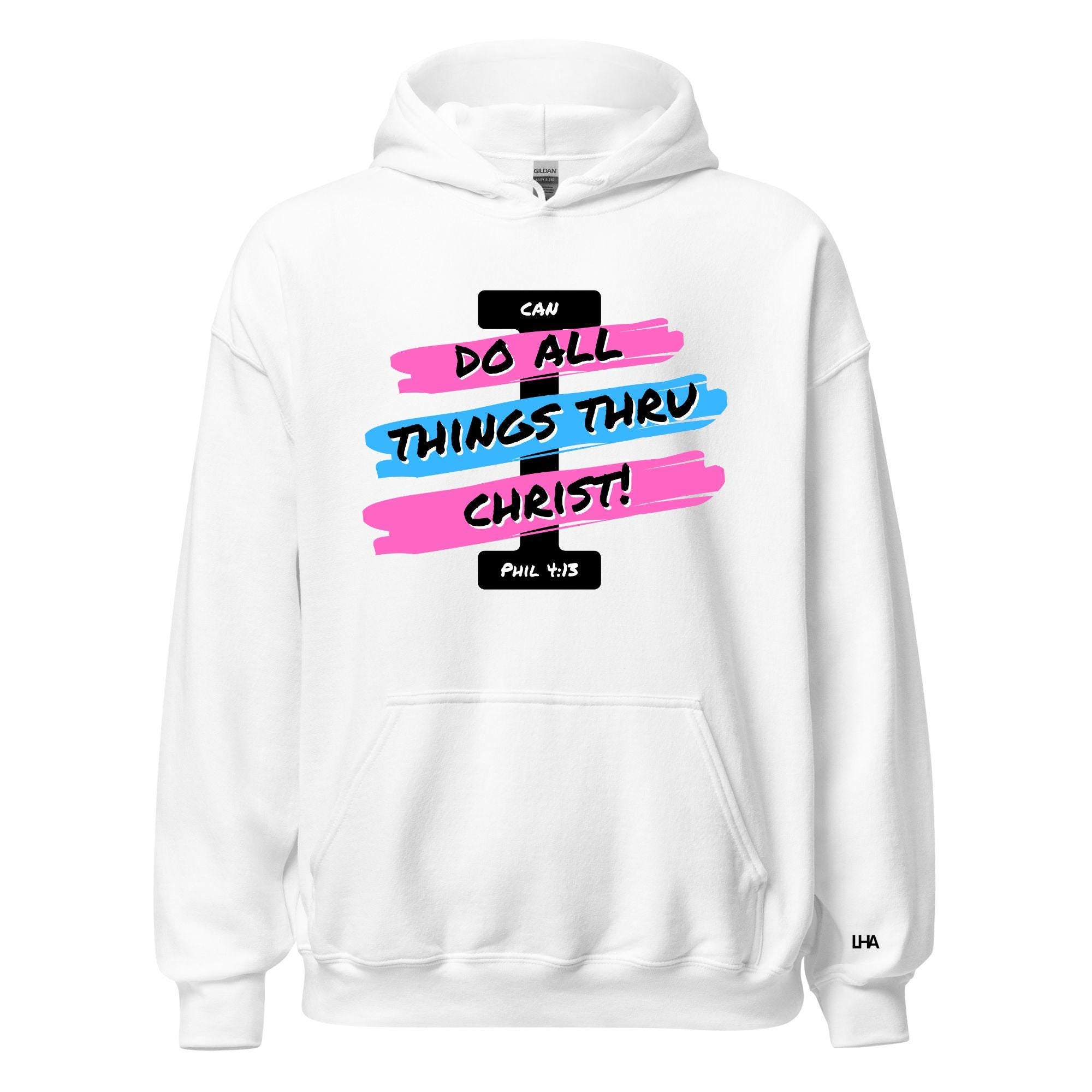 I Can Do All Things, Cotton Candy Style, Hoodie, Christian Shirt, Bible Verse Shirt, Gift for Mom, Gift for Dad, Gift for Her, Gift for Him
