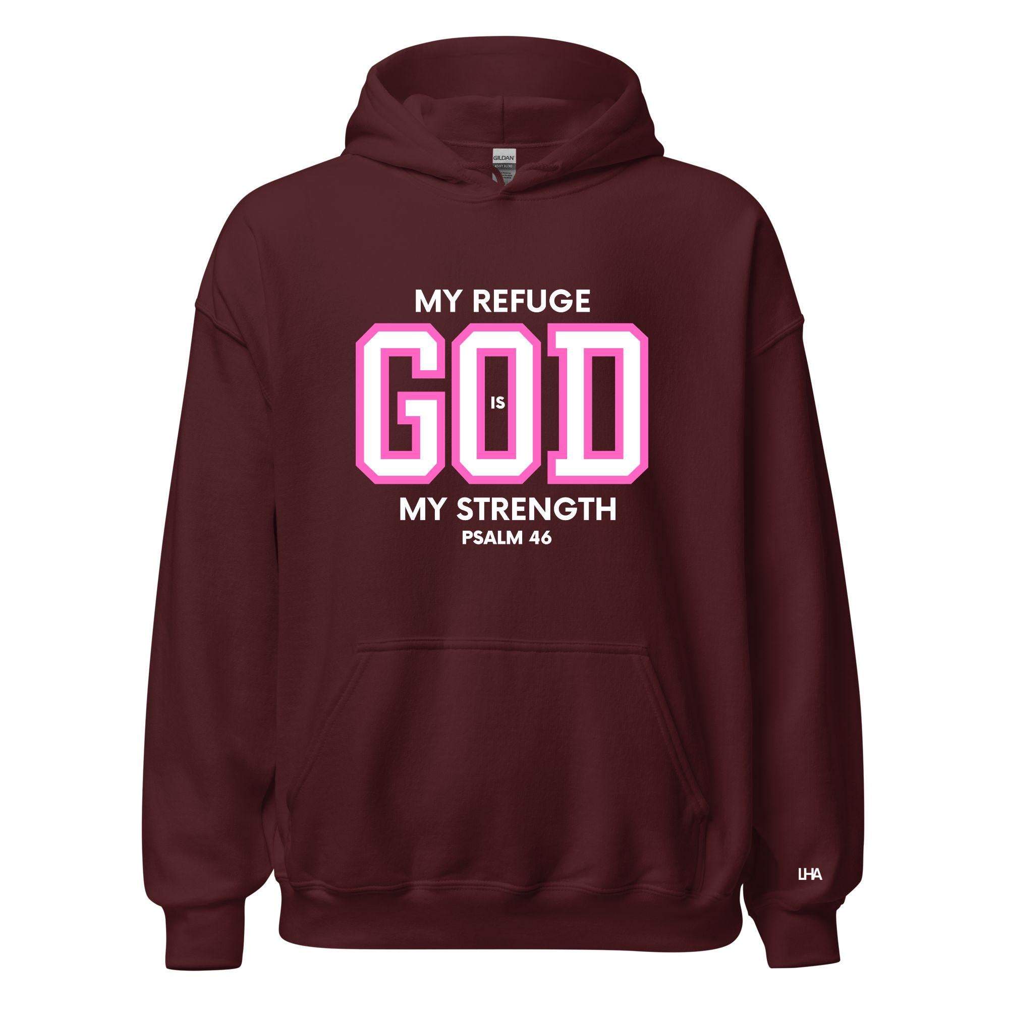 God is my Refuge - Hoodie, Christian Shirt, Bible Verse Shirt, Gift for Mom, Gift for Dad, Gift for Her, Gift for Him