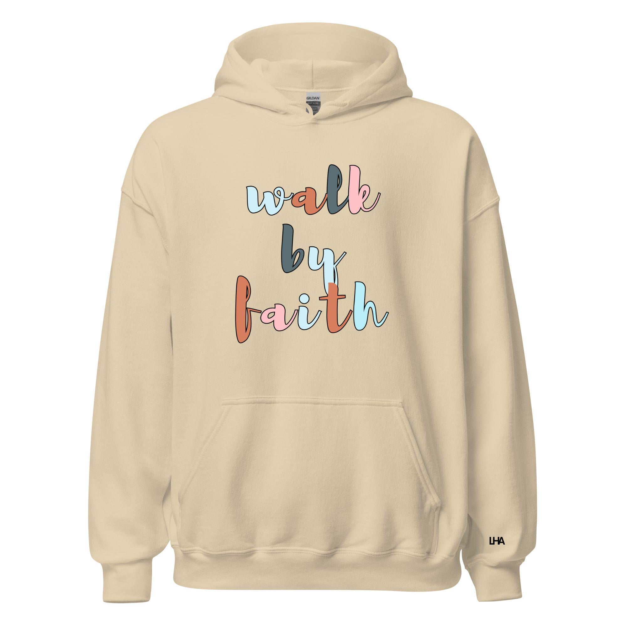 Walk by Faith - Boho Style, Hoodie, Christian Shirt, Bible Verse Shirt, Gift for Mom, Gift for Dad, Gift for Her, Gift for Him