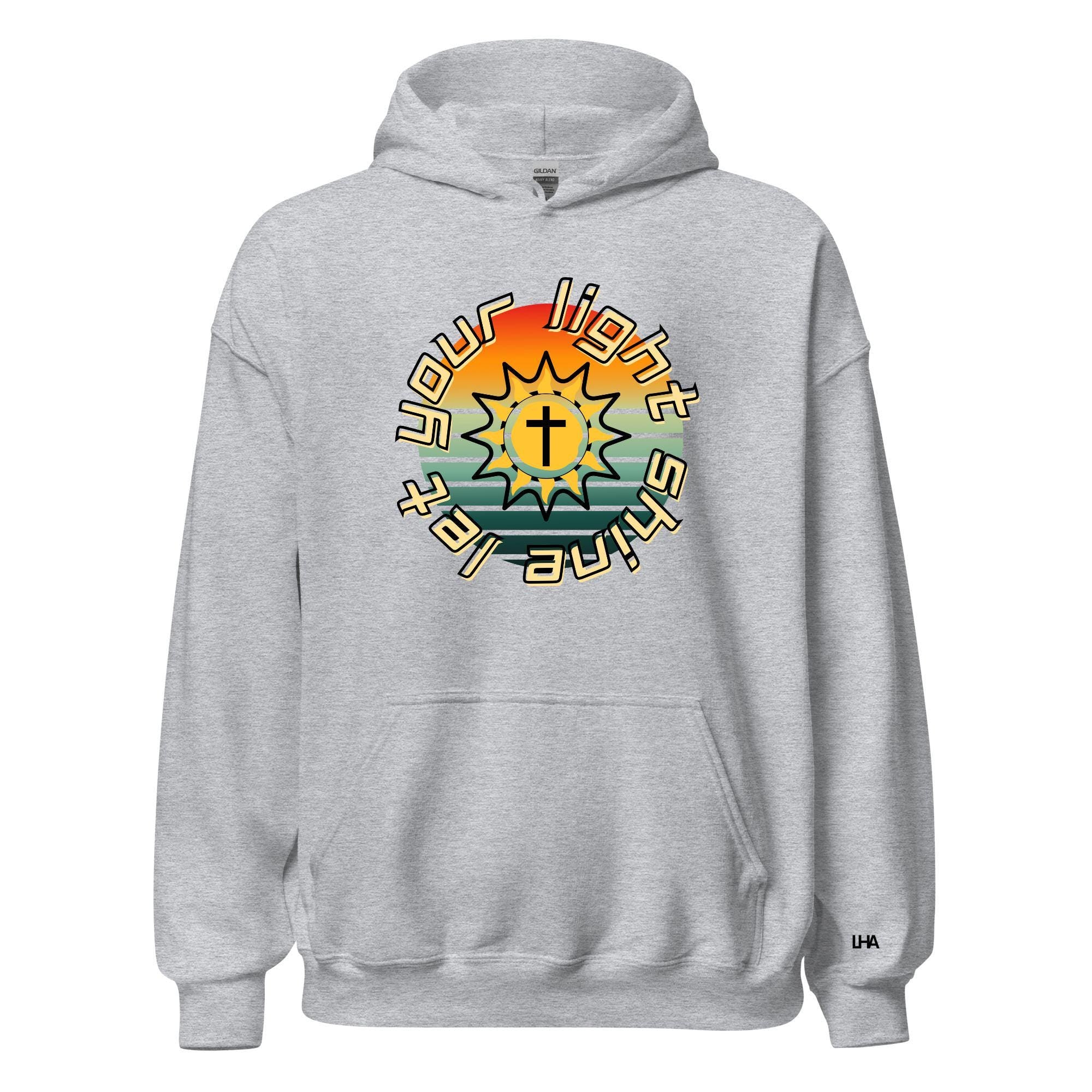 Let Your Light Shine - Sunburst Style, Hoodie, Christian Shirt, Bible Verse Shirt, Gift for Mom, Gift for Dad, Gift for Her, Gift for Him