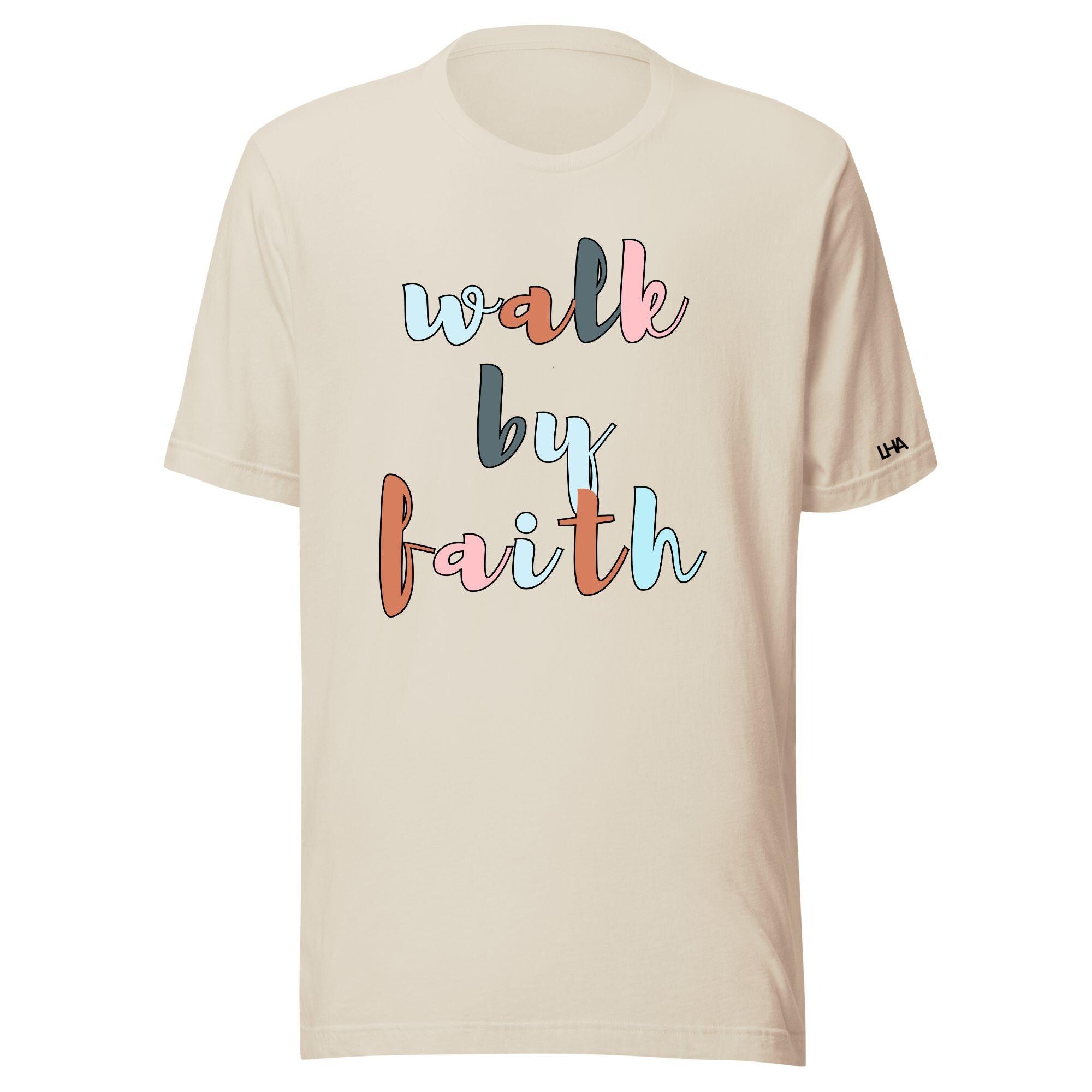 Walk By Faith - T-Shirt - Boho Color - Christian Shirt - Bible Verse T-Shirt Gift - Gift for Mom