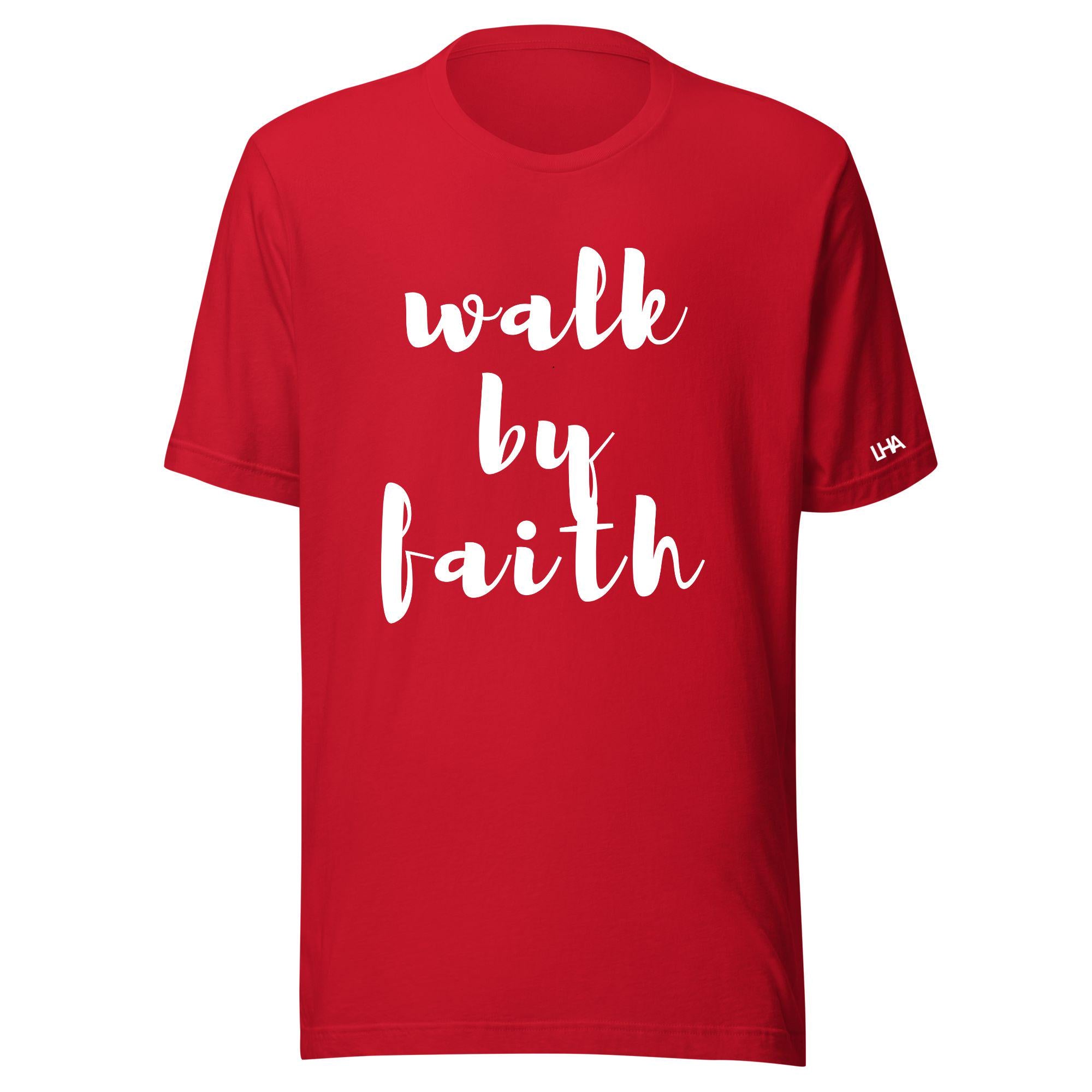 Walk By Faith - T-Shirt - Solid Color - Christian Shirt - Bible Verse T-Shirt Gift - Gift for Mom