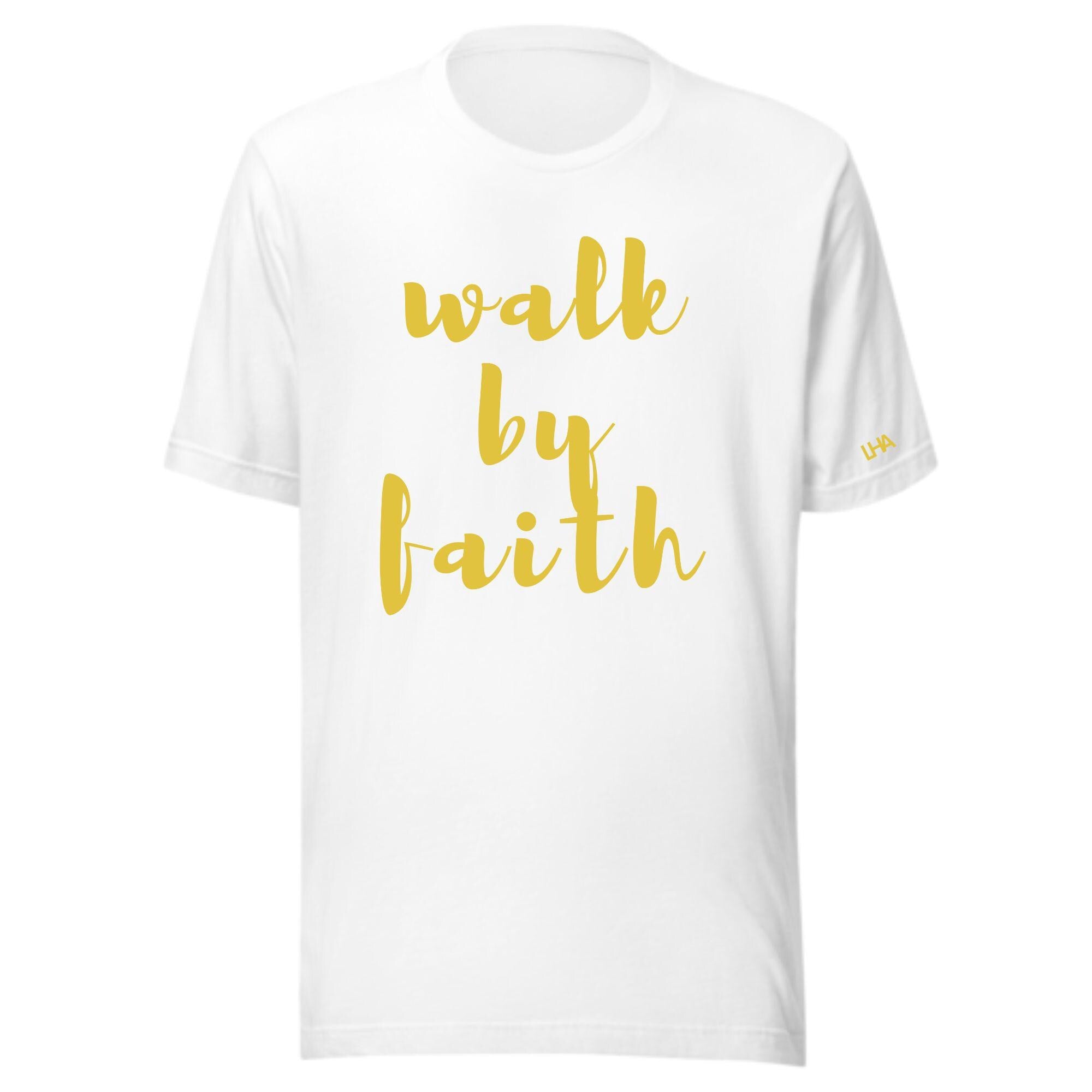 Walk By Faith - T-Shirt - GOLD FOIL Color - Christian Shirt - Bible Verse T-Shirt Gift - Gift for Mom