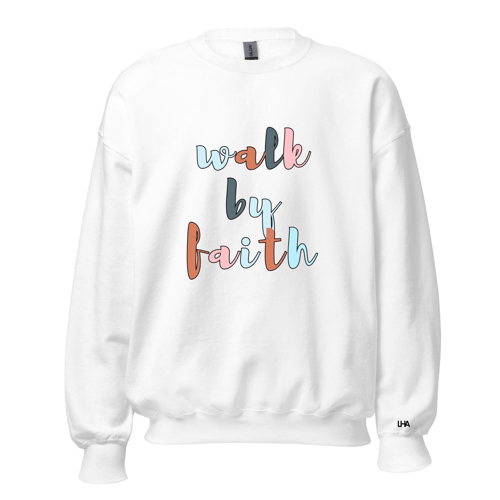 Walk by Faith - Boho Color - Christian Sweatshirt Bible Verse Shirt, Gift for Mom, Gift for Dad, Gift for Her, Gift for Him