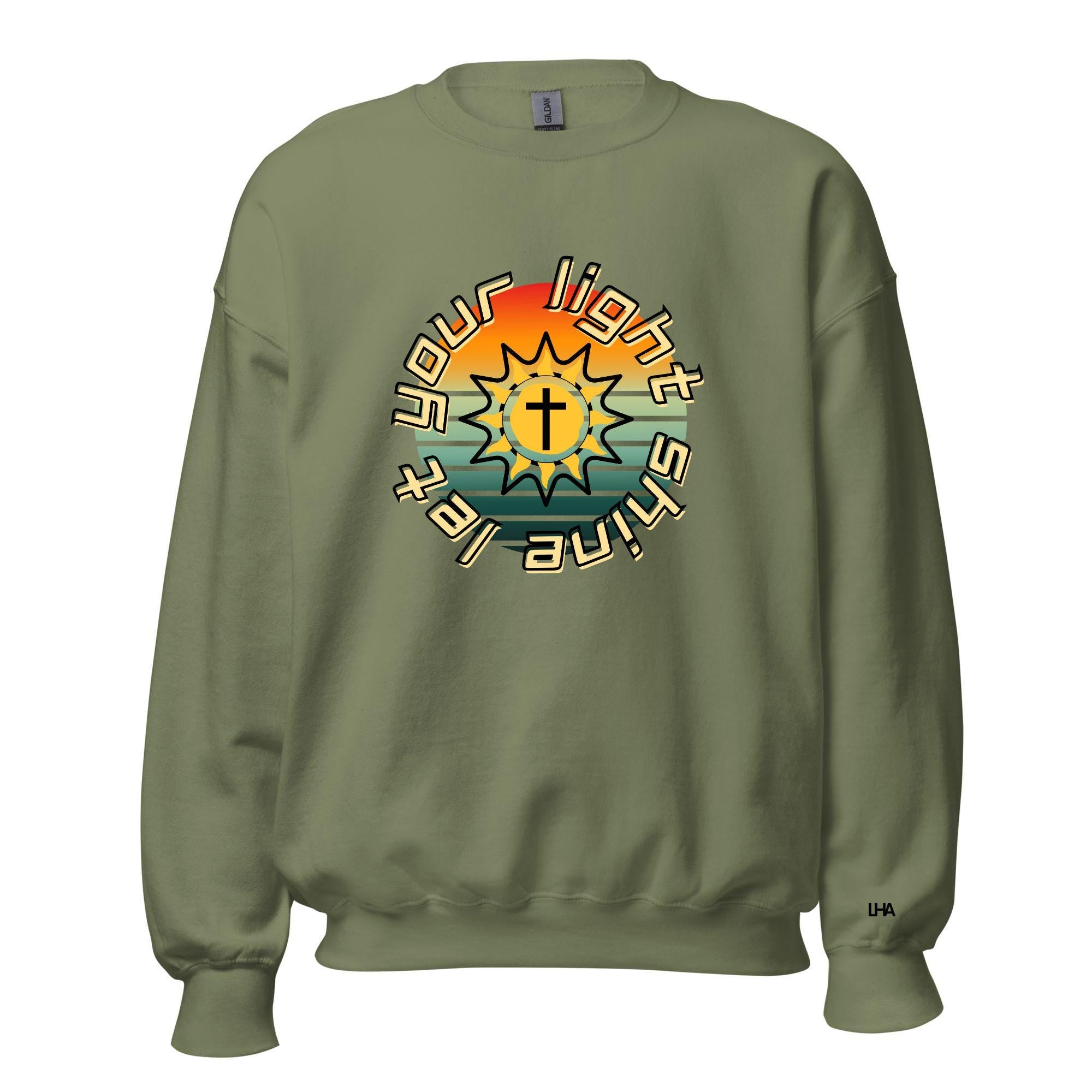 Let Your Light Shine - Sunburst Style - Christian Sweatshirt Bible Verse Shirt, Gift for Mom, Gift for Dad, Gift for Her, Gift for Him