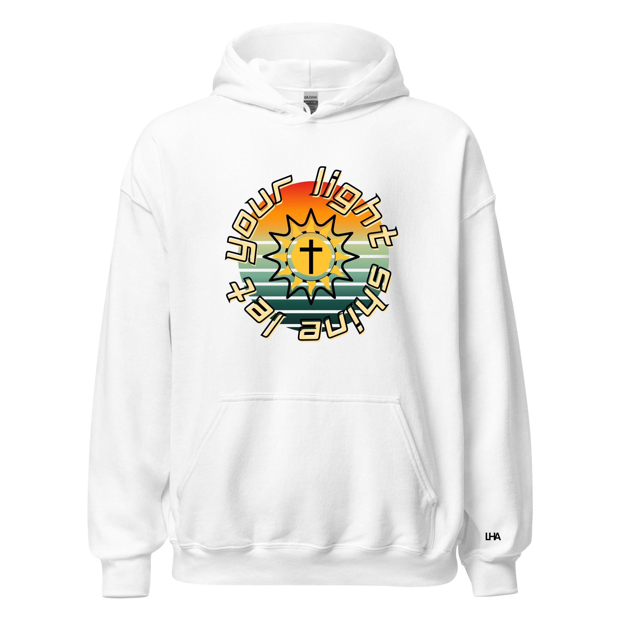 Let Your Light Shine - Sunburst Style, Hoodie, Christian Shirt, Bible Verse Shirt, Gift for Mom, Gift for Dad, Gift for Her, Gift for Him