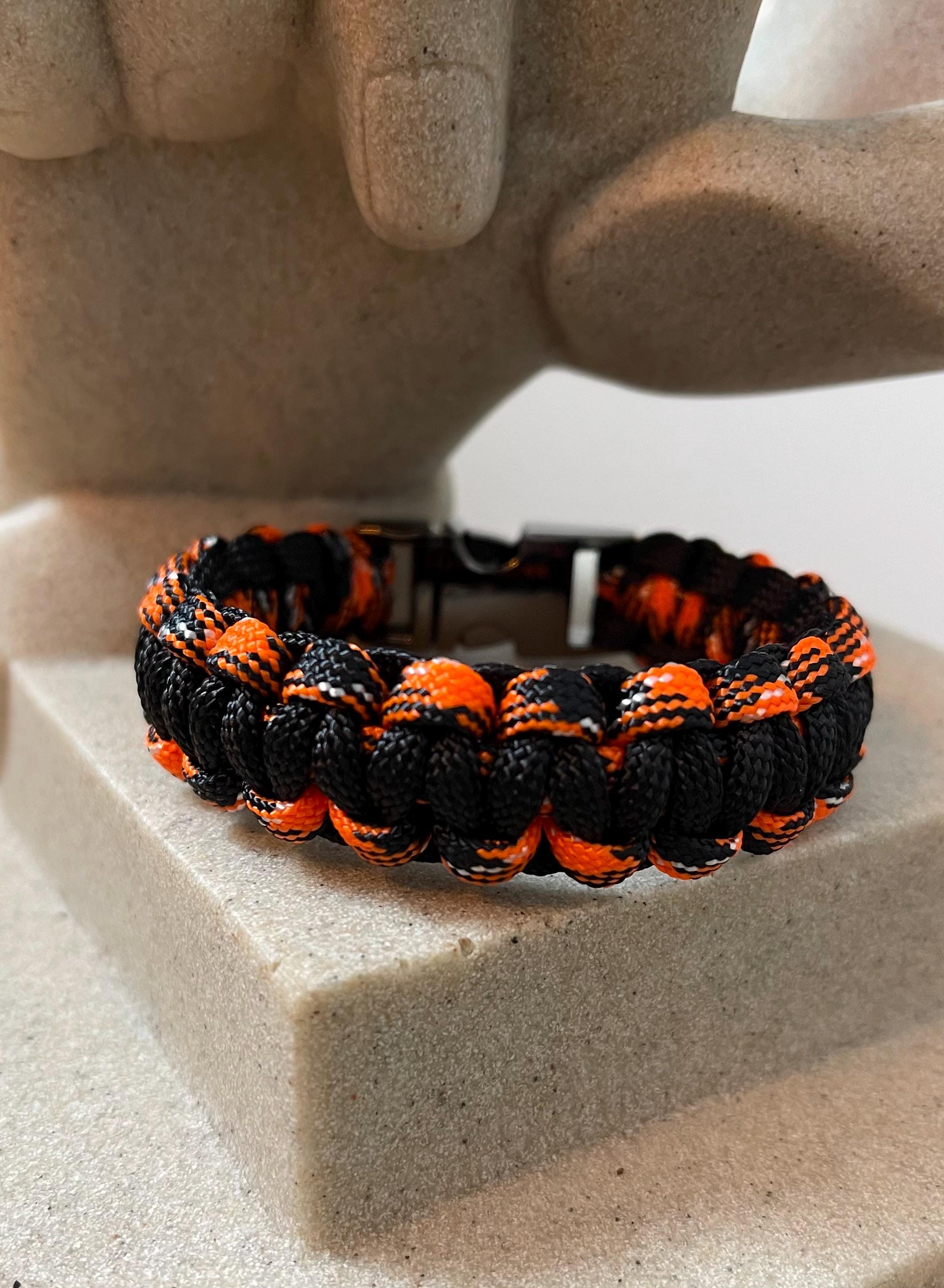 Cobra Style - Paracord Bracelet - Black - Orange Camouflage – Plastic - Metal Buckle – Show Your Team Spirit