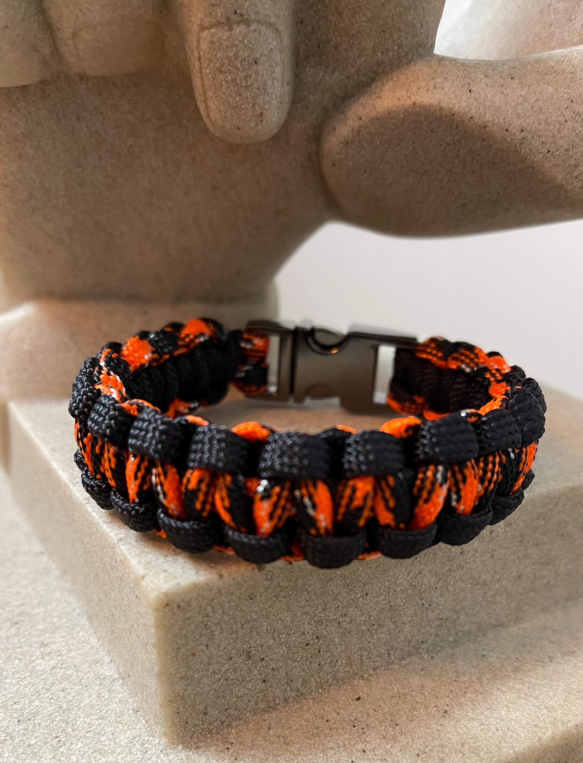 Cobra Style - Paracord Bracelet - Orange Camouflage - Black Color - Made to Order – Plastic - Metal Buckle  - Show Your Team Spirit
