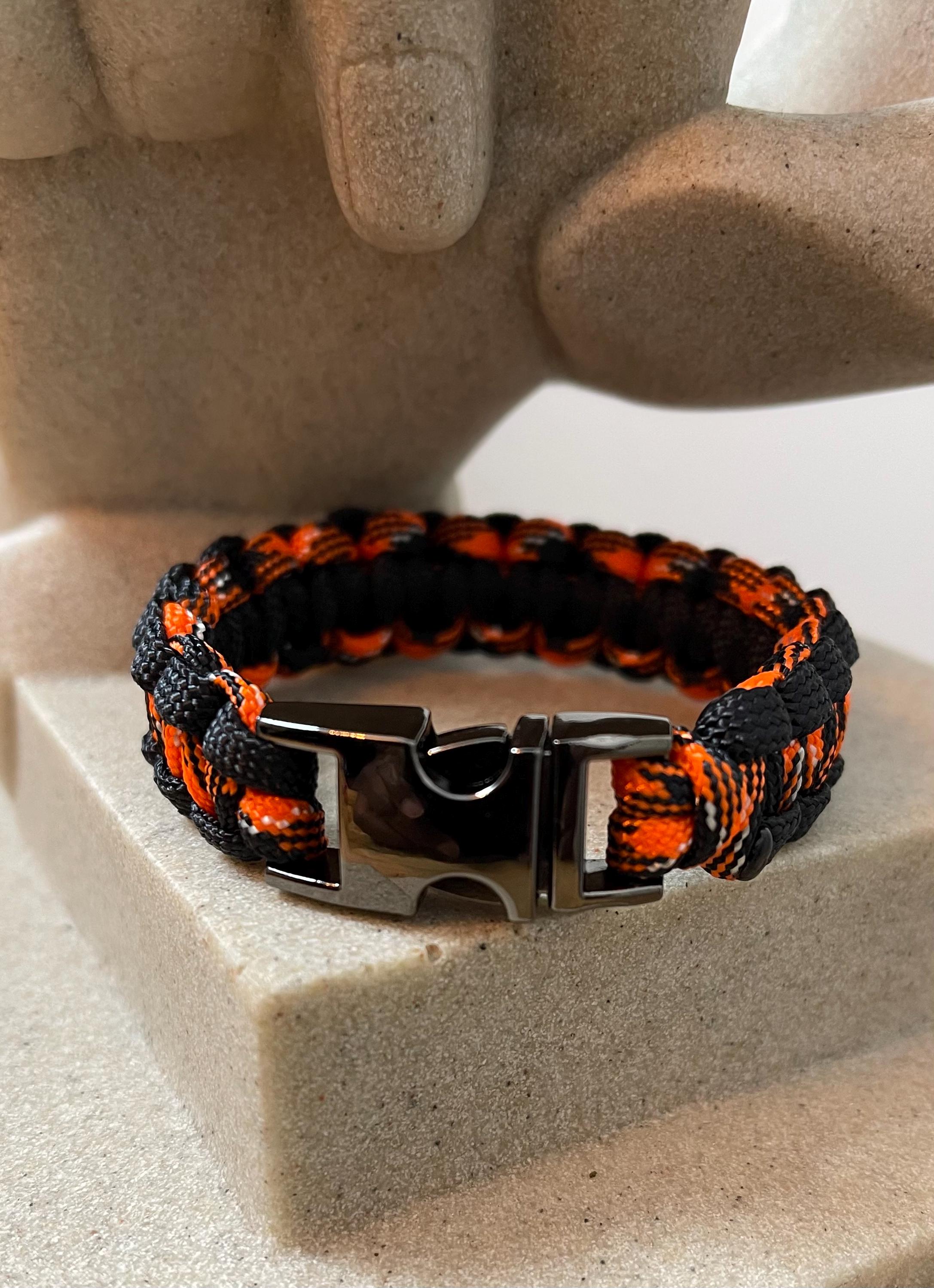 Cobra Style - Paracord Bracelet - Orange Camouflage - Black Color - Made to Order – Plastic - Metal Buckle  - Show Your Team Spirit