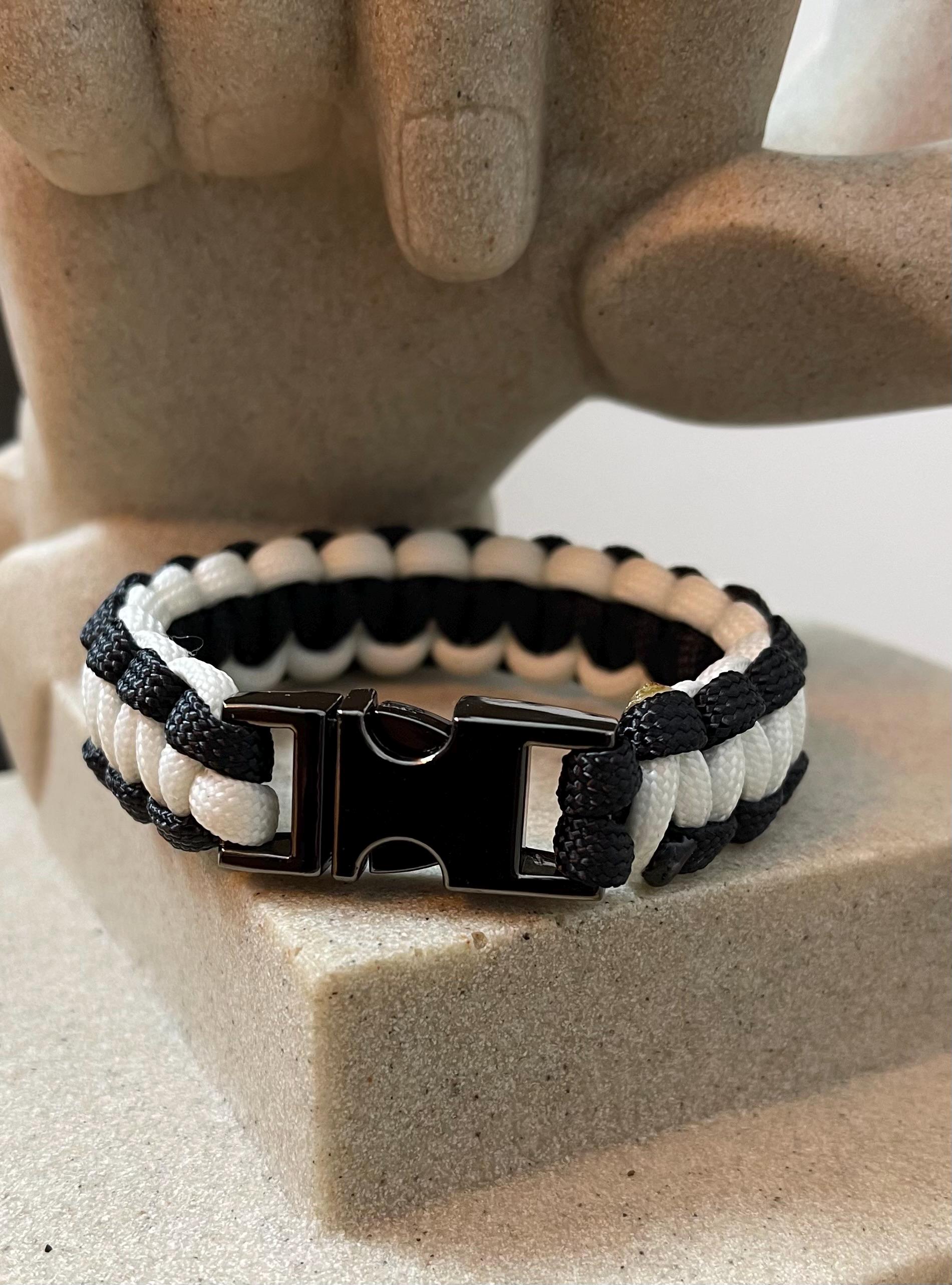 GLOW in the DARK - Black Color - Cobra Style - Paracord Bracelet - Made to Order – Plastic - Metal Buckle - Show Your Team Spirit