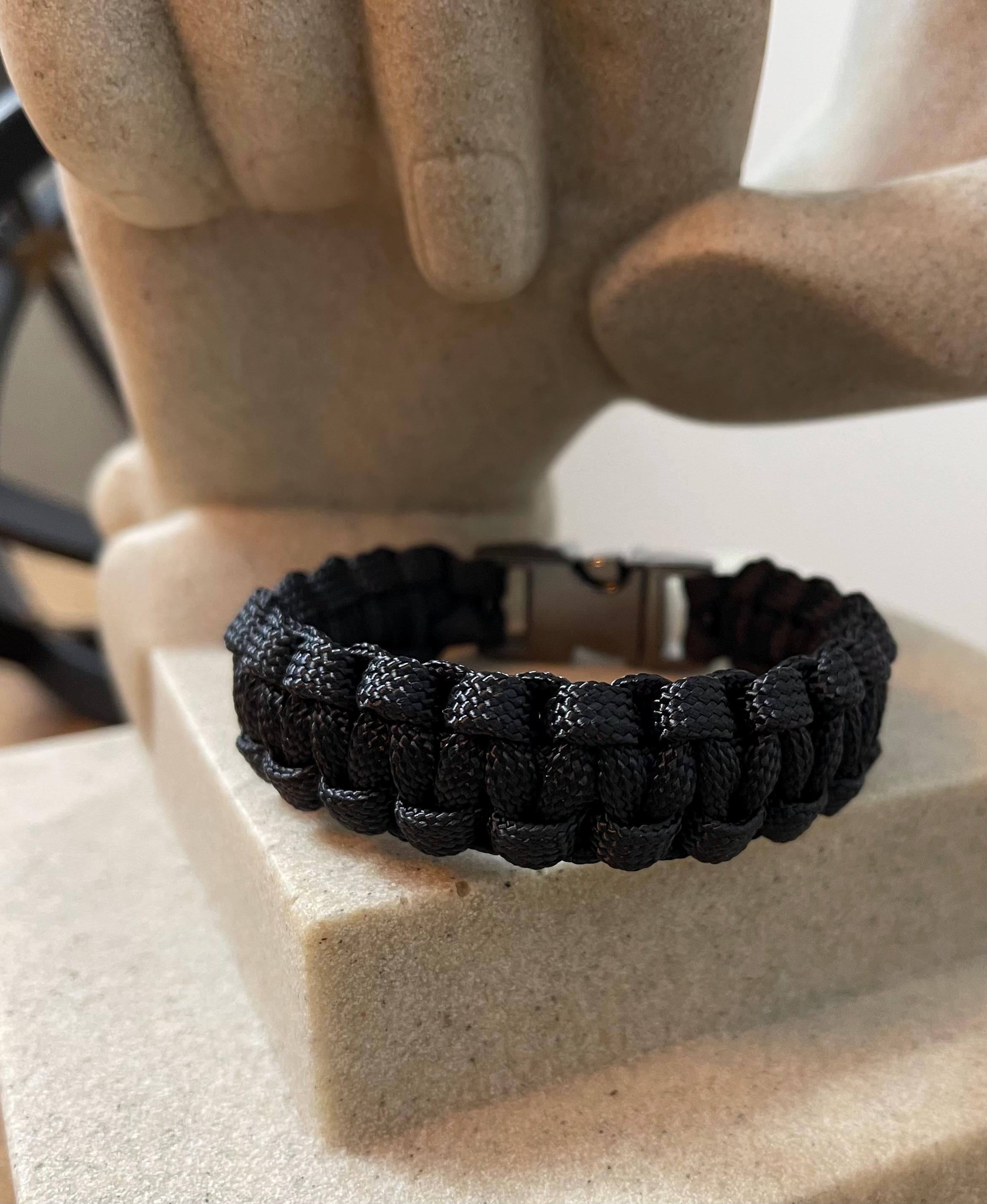 Cobra Style - Paracord Bracelet - Black Color - Made to Order – Plastic - Metal Buckle – Show Your Team Spirit