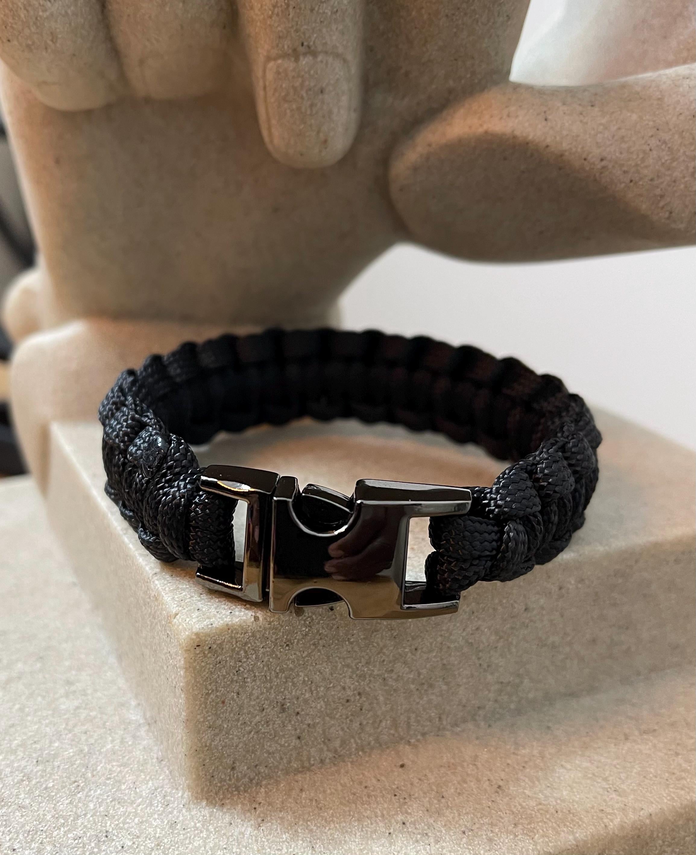 Cobra Style - Paracord Bracelet - Black Color - Made to Order – Plastic - Metal Buckle – Show Your Team Spirit