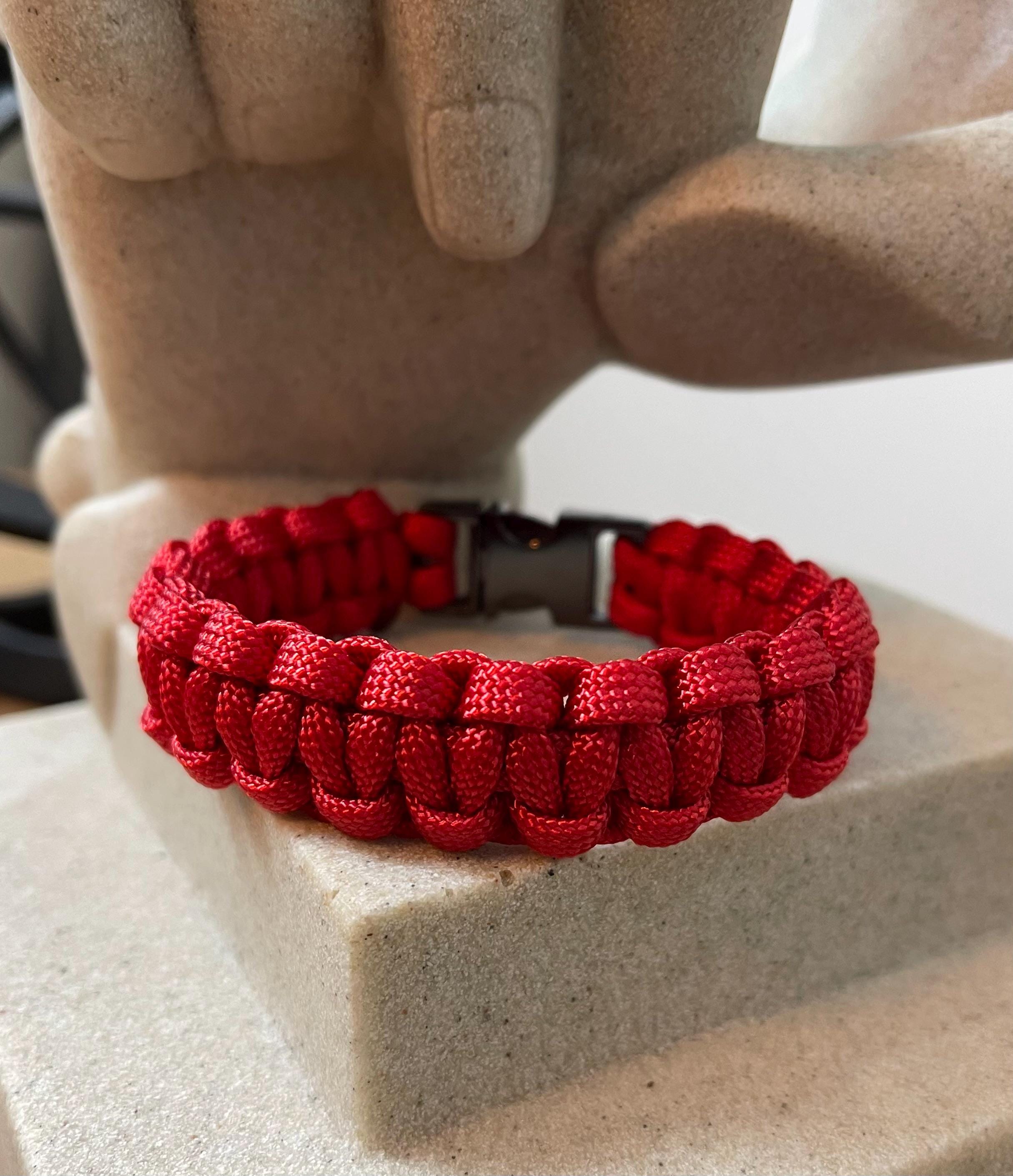 Cobra Style - Paracord Bracelet - Red Color - Made to Order – Plastic - Metal Buckle – Show Your Team Spirit