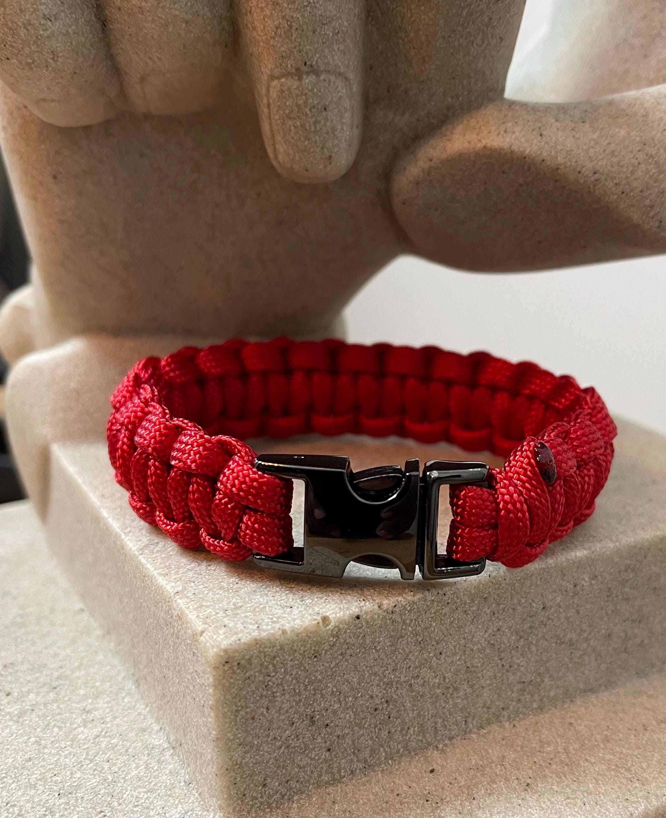 Cobra Style - Paracord Bracelet - Red Color - Made to Order – Plastic - Metal Buckle – Show Your Team Spirit