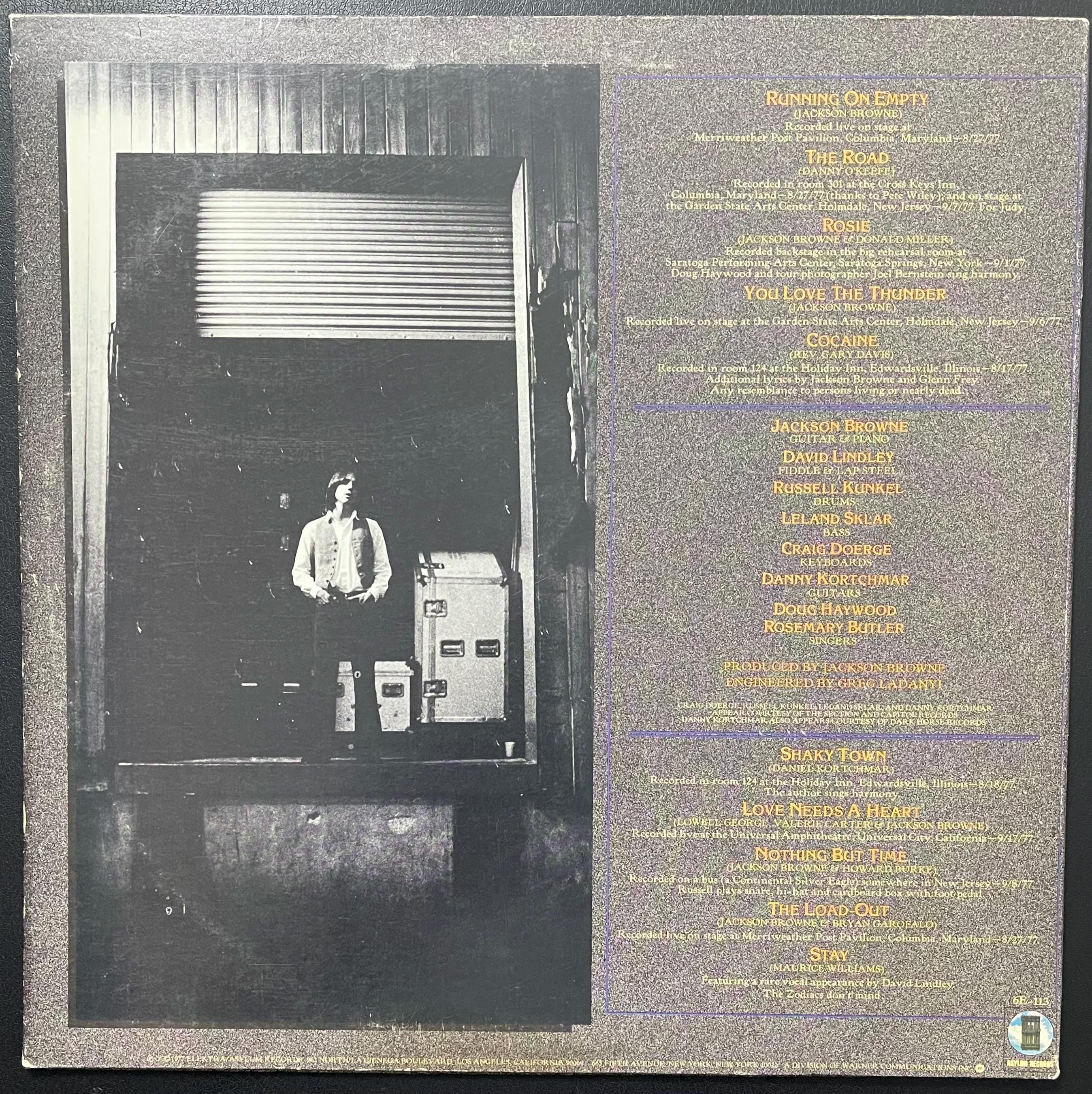 Vintage Vinyl - Jackson Browne - Running On Empty - Rock/Pop/Classic Rock - Asylum Records - 1977 - (AS 53 070) VG+