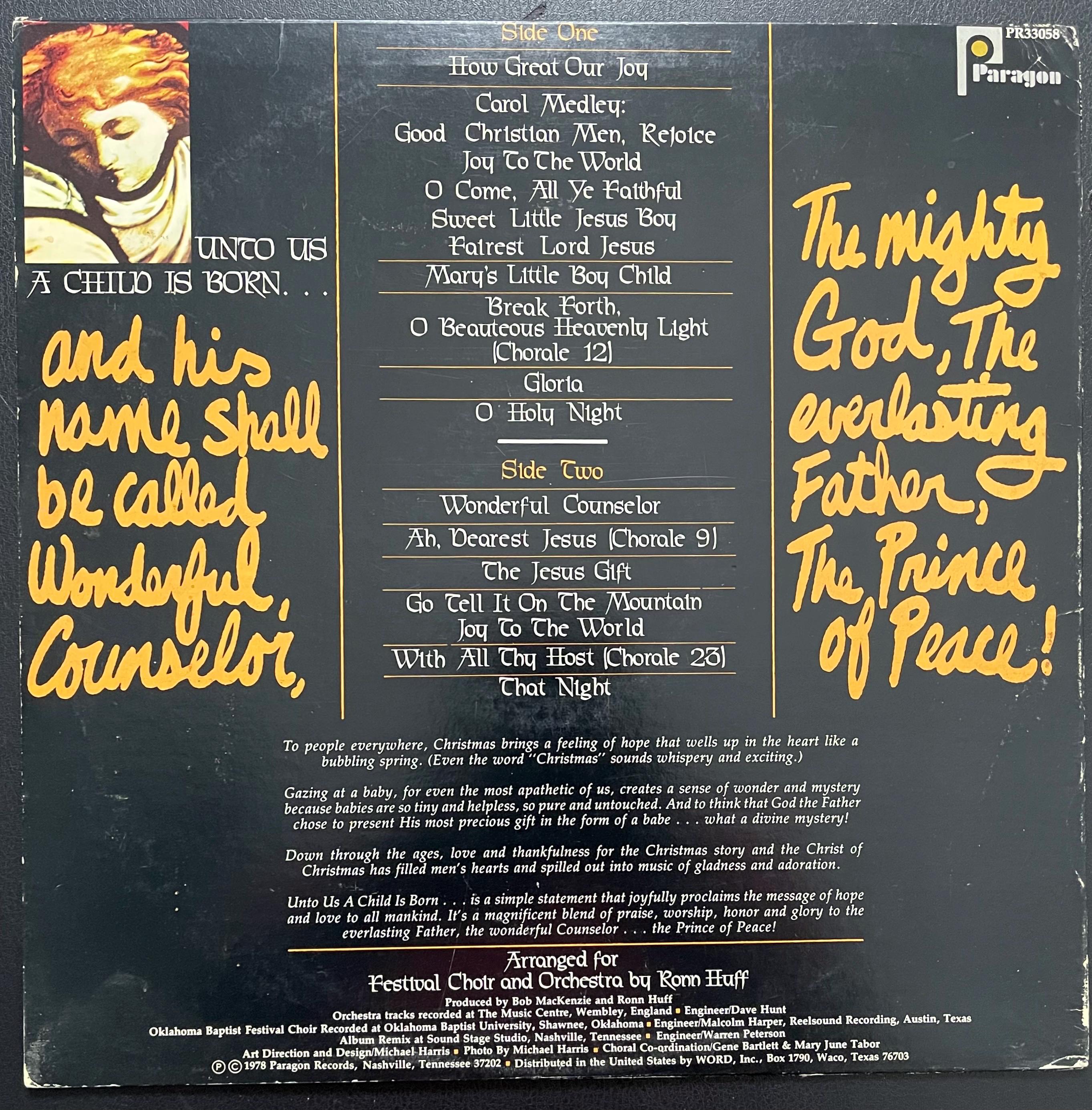 Vintage Vinyl -  The Oklahoma Baptist Festival Choir - featuring The Singing Churchmen - Holiday - Paragon Records - 1978 - (PR33058) VG+