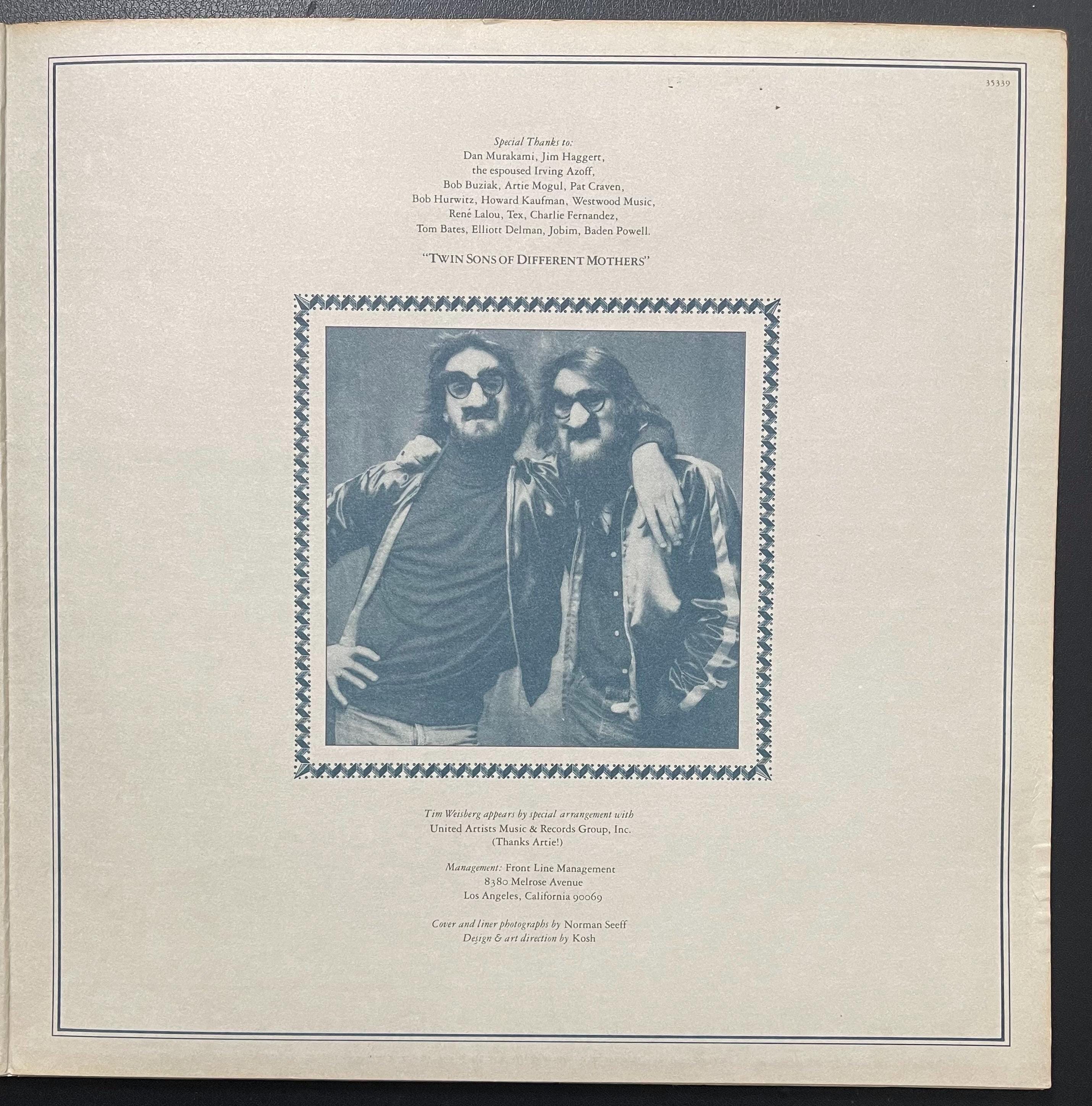 Vintage Vinyl - Dan Fogelberg & Tim Weisberg - Twins Sons Of Different Mothers - Rock/Pop/Soft Rock - Epic Records - 1978 (EPC 82774) - VG+