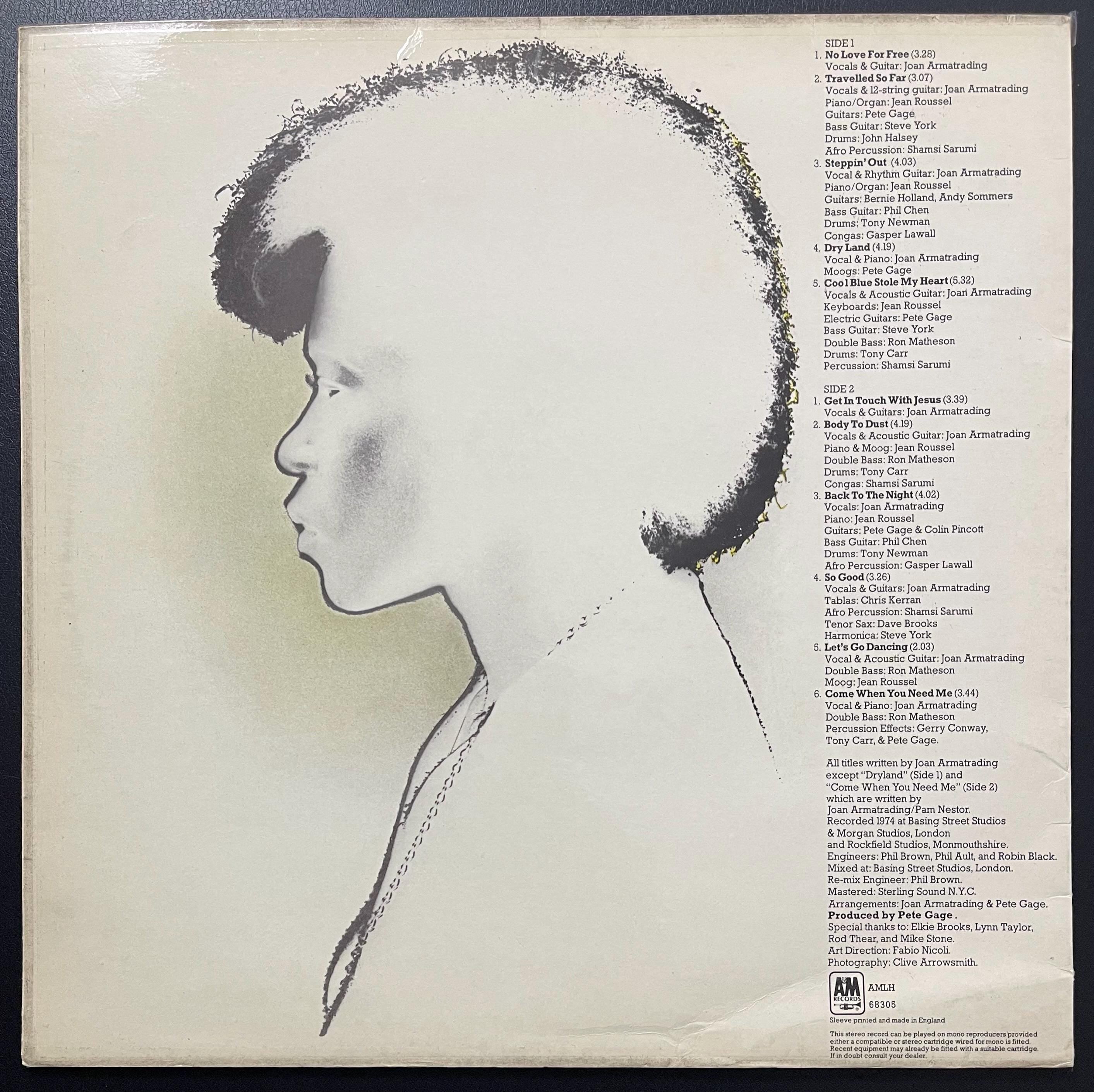 Vintage Vinyl - Joan Armatrading - Back To The Night - Rock/Soul/Funk - A&M Records - 1975 - (AMLH 68305) VG+