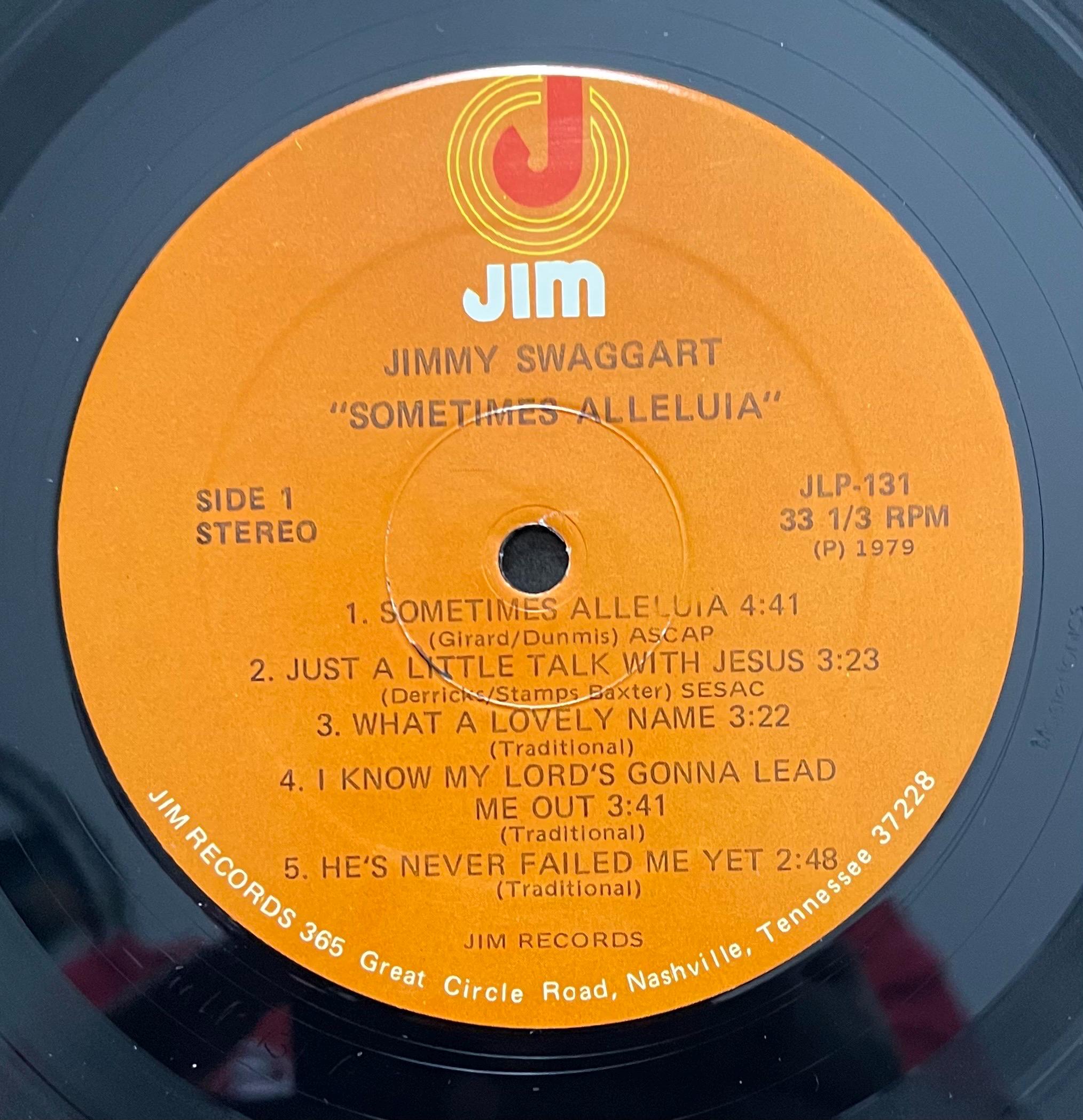 Vintage Vinyl -  Jimmy Swaggart - Sometimes Alleluia - Religious/Folk/Country - Jim Records - 1979 - (JIM 01-131) VG+