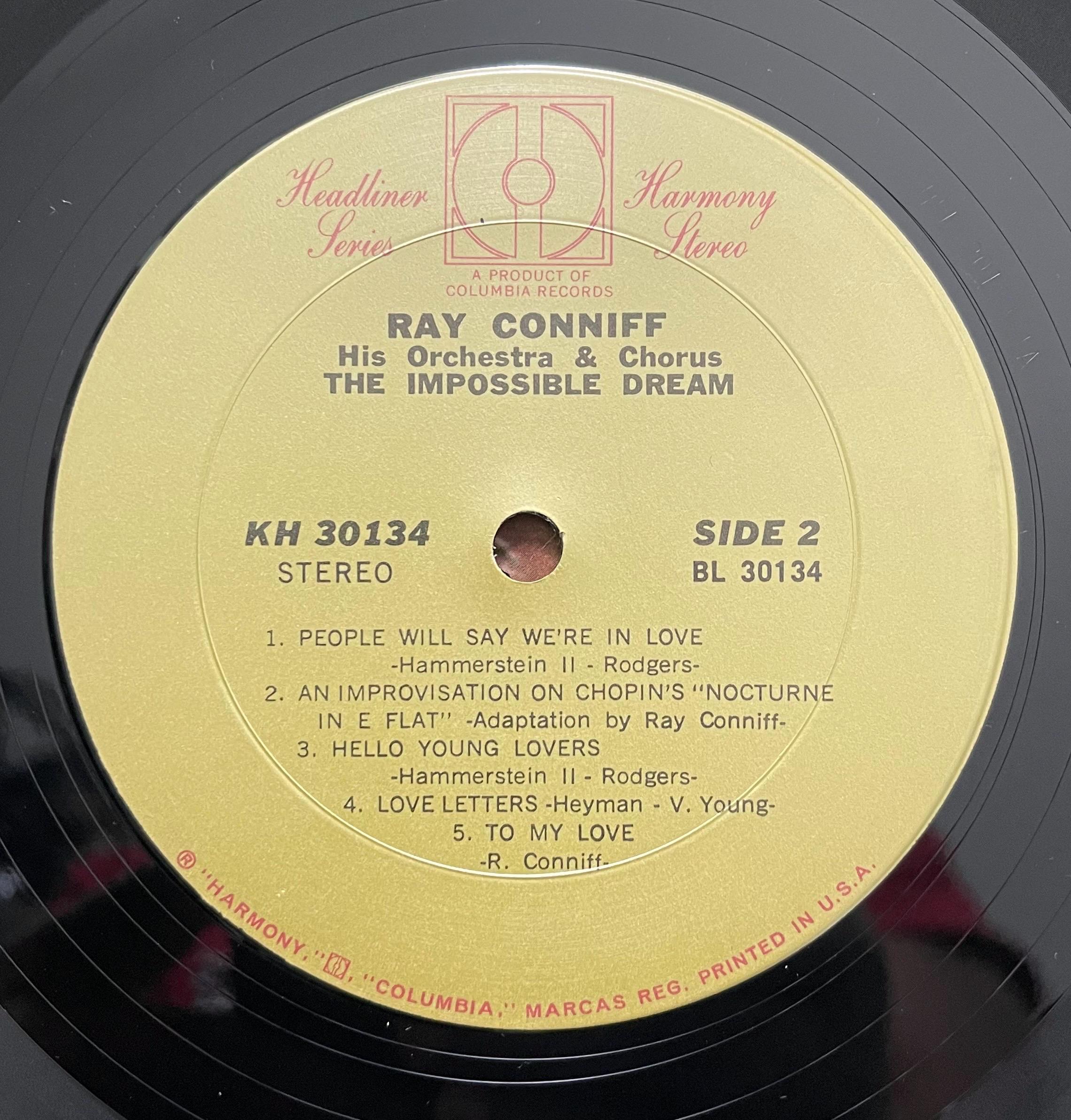 Vintage Vinyl -  Ray Conniff His Orchestra and Chorus - The Impossible Dream - Jazz/Easy Listening - Harmony Records - 1970 - (KH30134) VG+