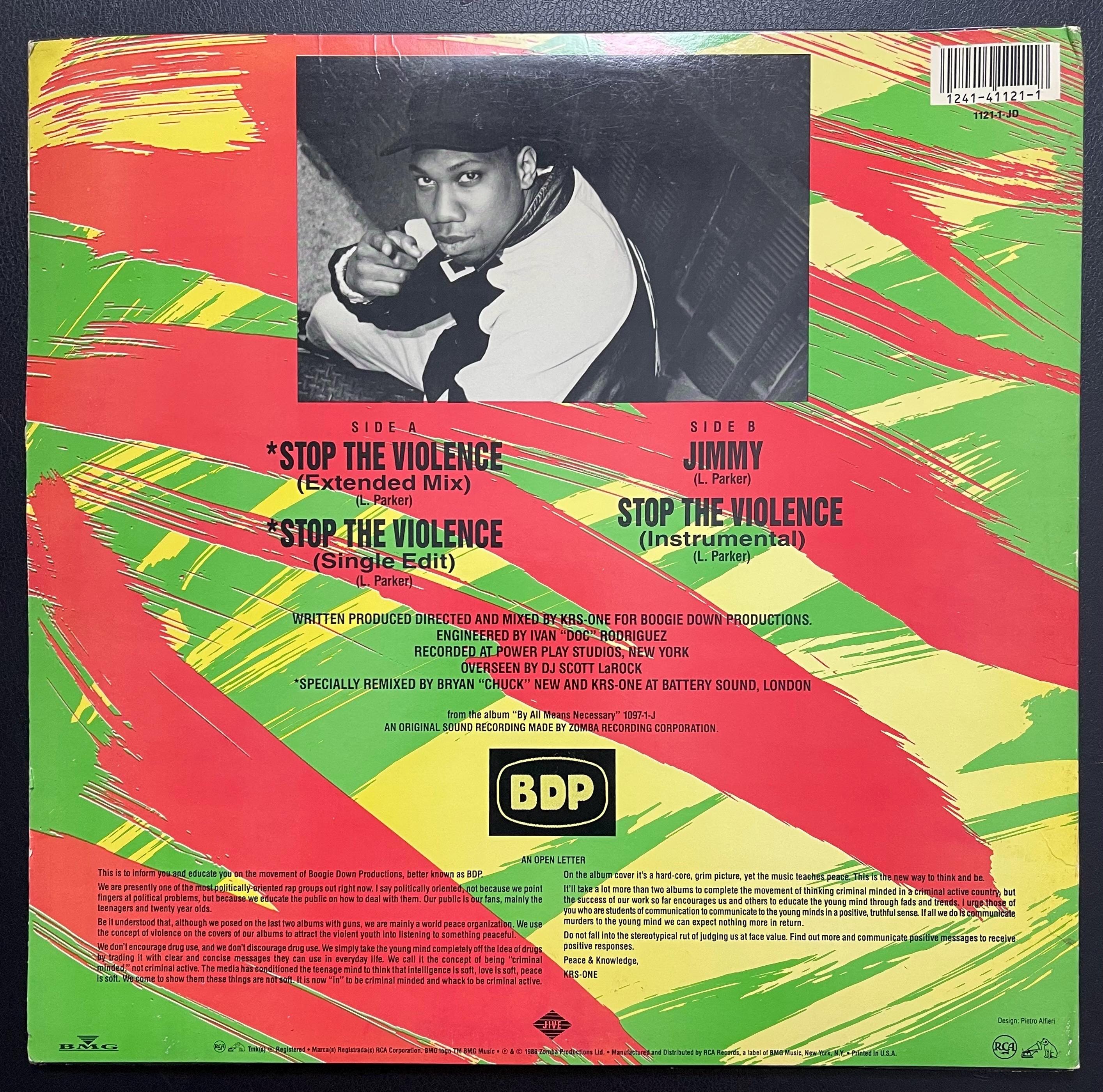 Vintage Vinyl – Boogie Down Productions - Stop The Violence - Jive Records – 1988 - Hip Hop/ Electronic - 12" Vinyl - (1121 1 JD) VG+