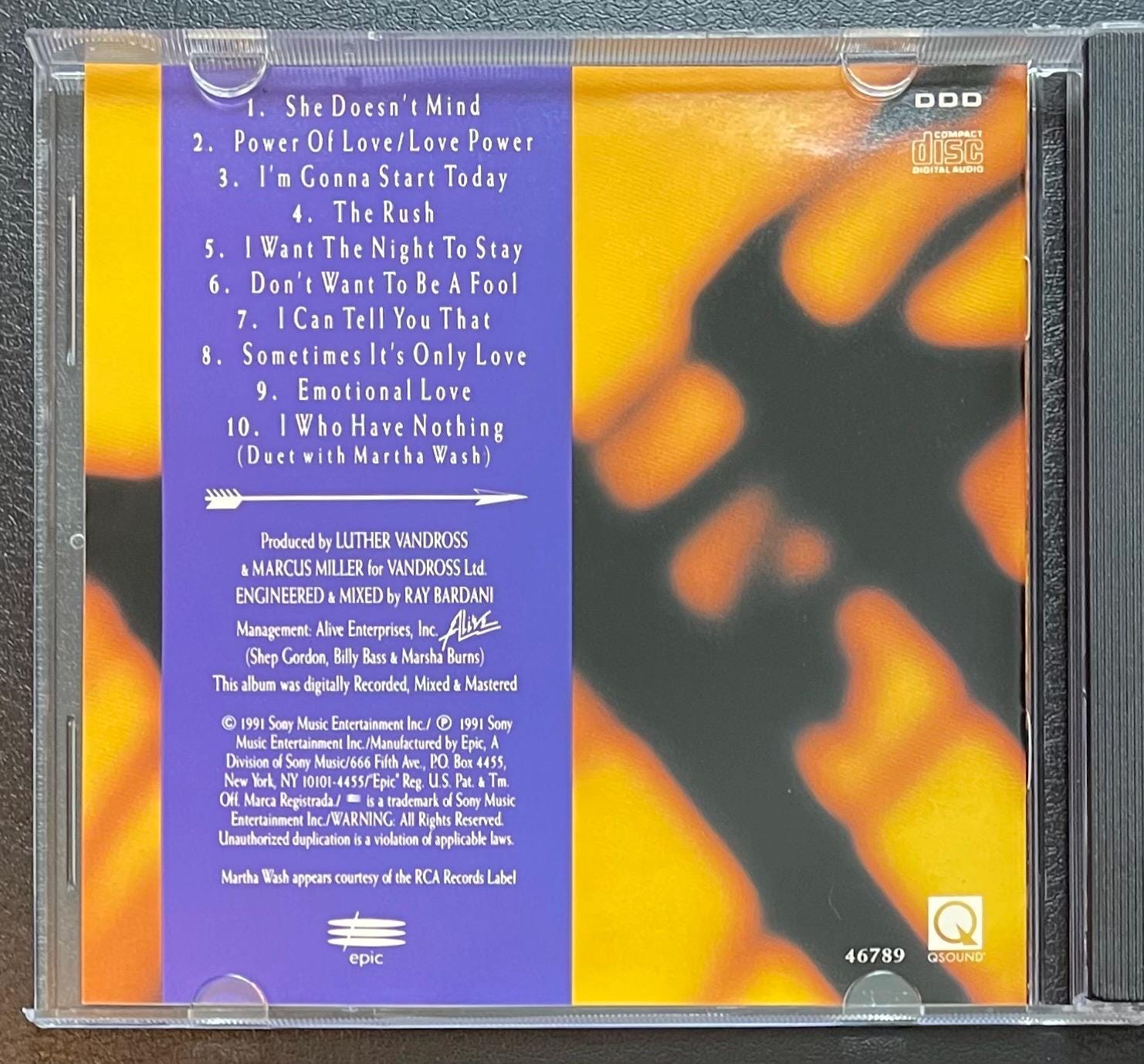 Vintage CD - Luther Vandross - Power of Love - 1991 - Soul/ R&B/ Funk - Epic Records - EK 46789 - VG+