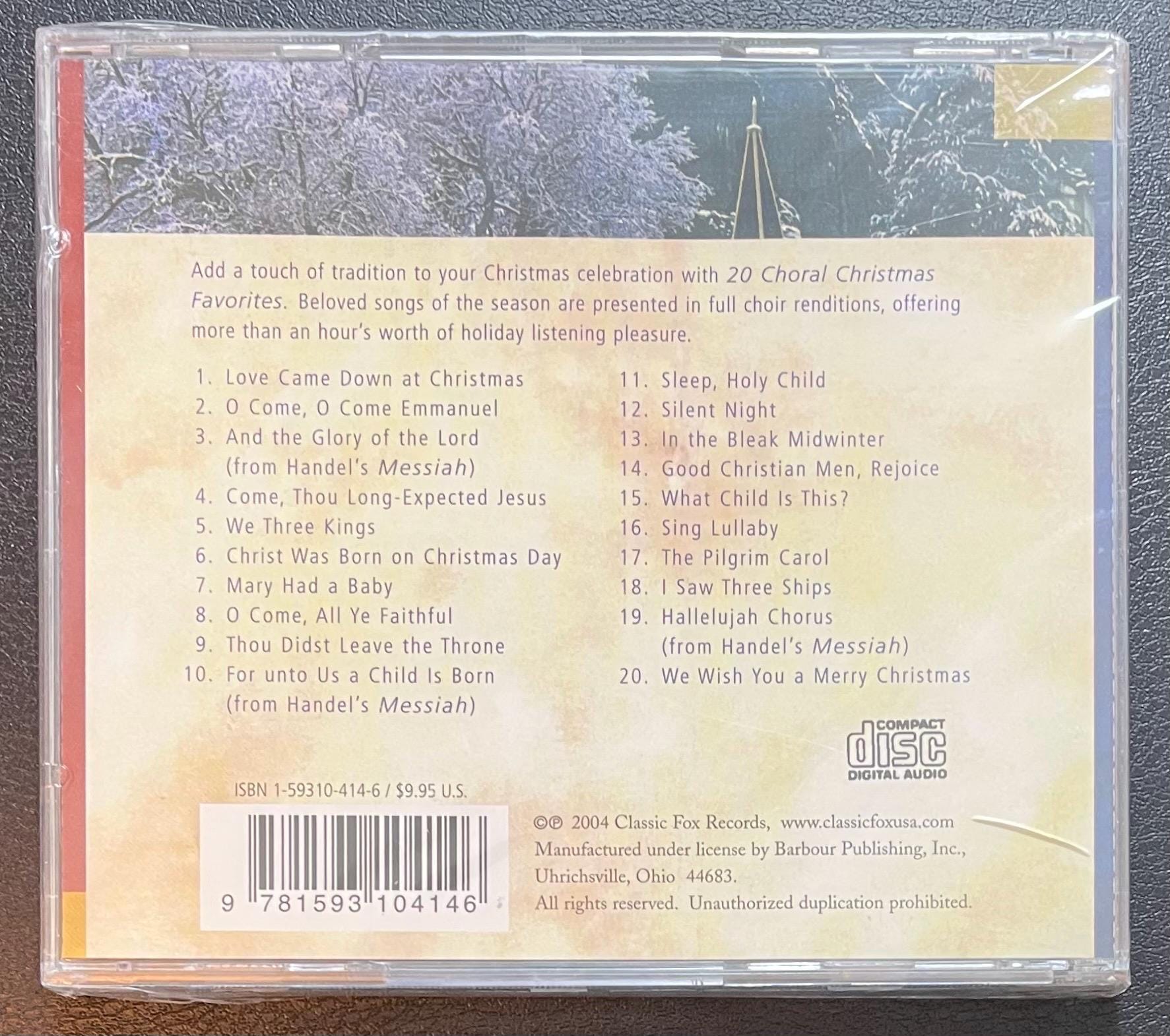 Vintage CD - Various - Twenty Choral Christmas Favorites - 2004 - Holiday/Christmas Music - Classic Fox Records - SEALED - New - VG+