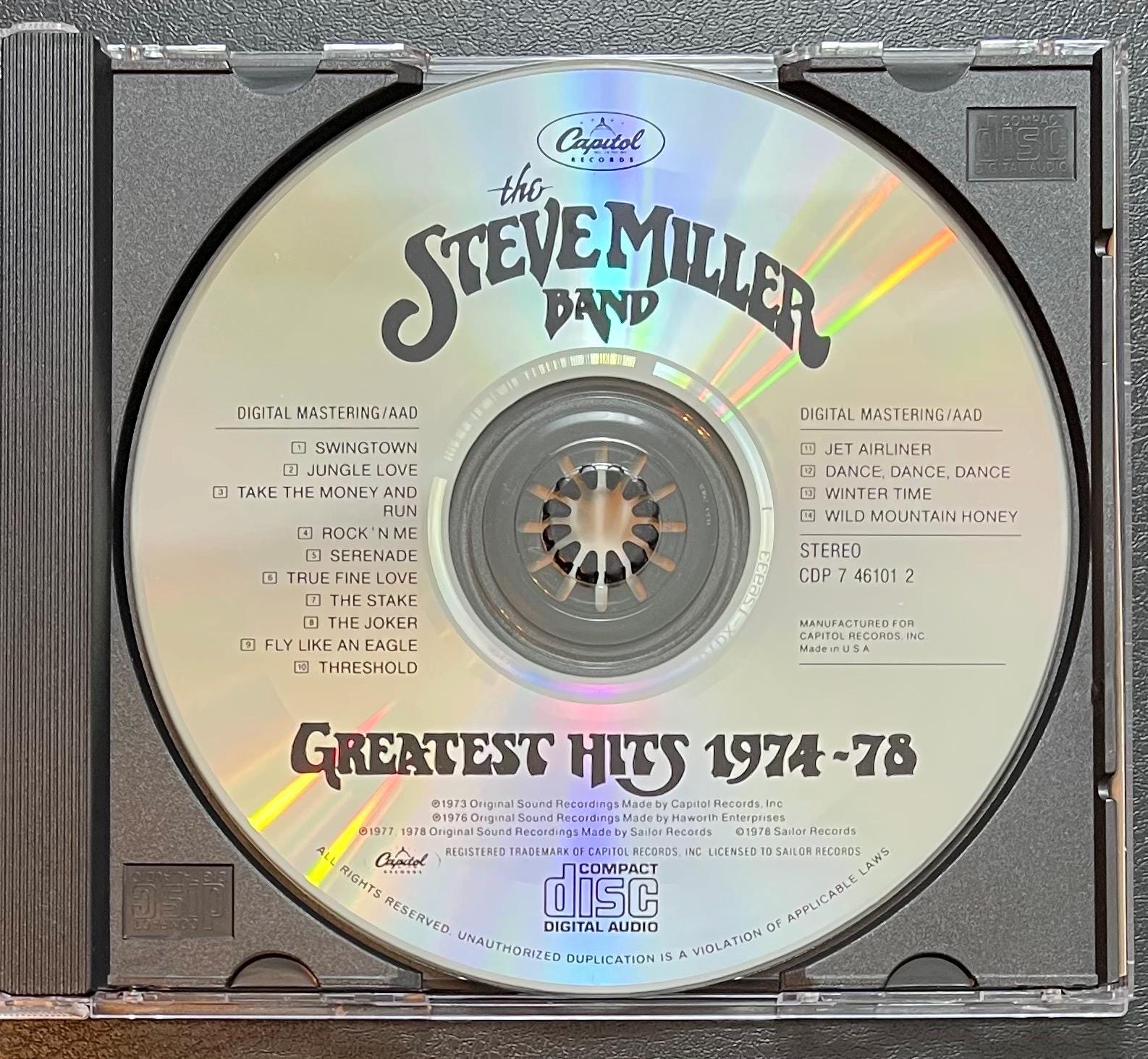 Vintage CD - The Steve Miller Band - Greatest Hits - 1974-1978 - Pop/Classic Rock - Mercury Records - D 133199 - VG+