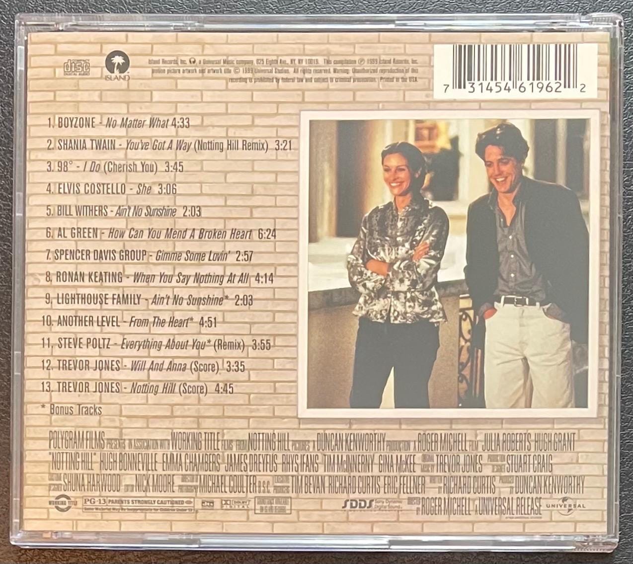 Vintage CD - Various - Notting Hill (Music From The Motion Picture) - 1999 - Pop/Stage & Screen - Island Records - 314 546 196-2 - VG+