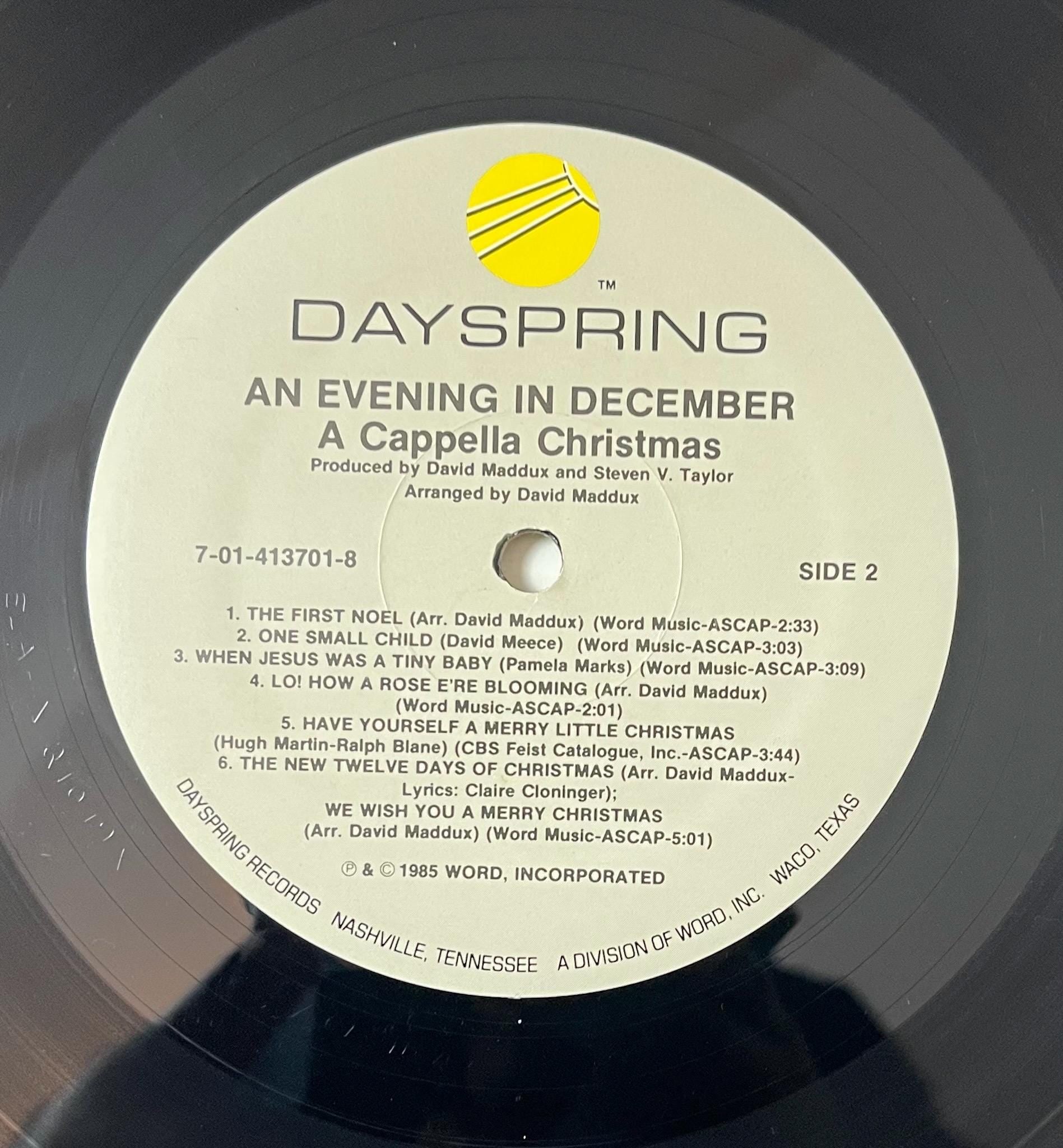 Vintage Vinyl - Steven V Taylor - An Evening In December - Day Spring Records - Jazz/Pop/ Holiday – 1986 - VG+ / Vinyl Album