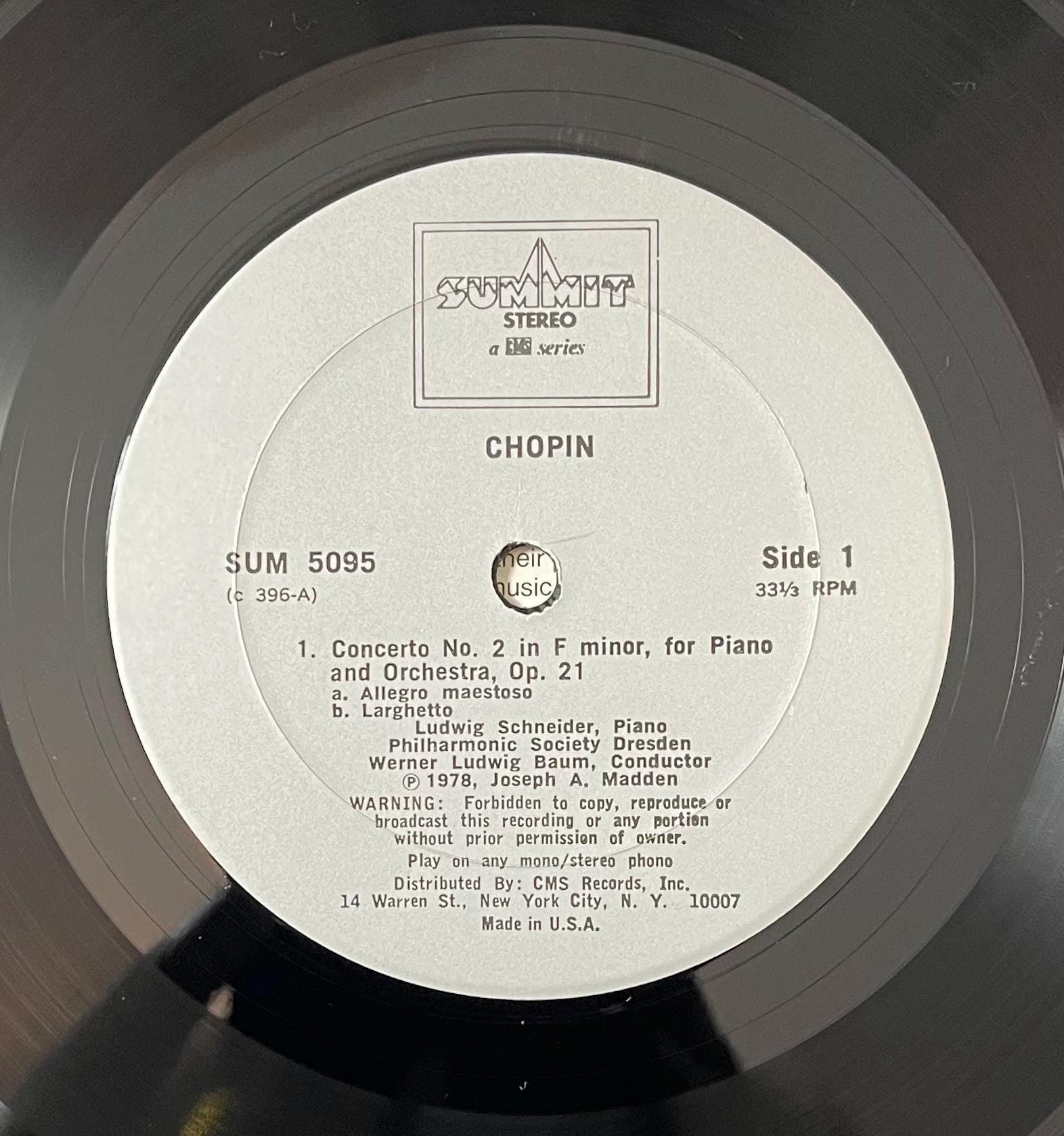 Vintage Vinyl - Chopin Concerto No.2 - Werner Ludwig Baum - Summit Records - Classical – 1978 - VG+ / Vinyl Album